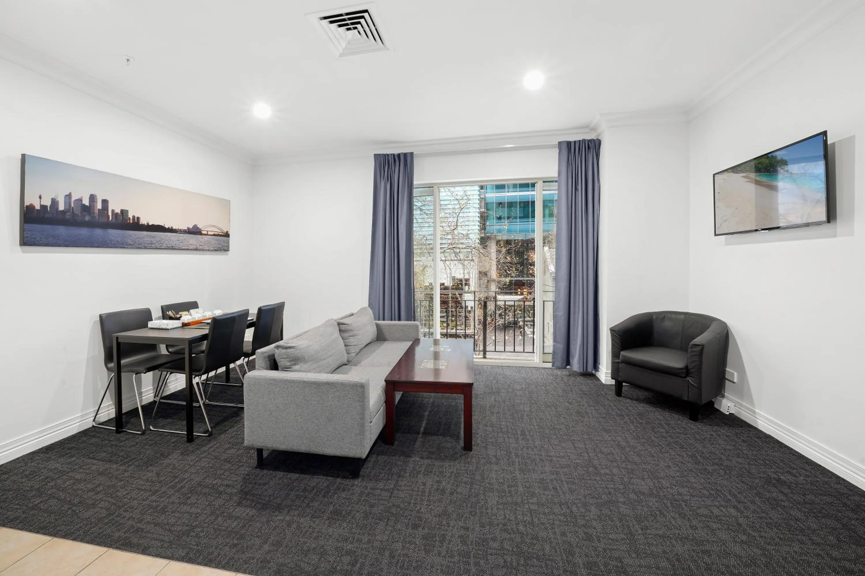 Living room in Comfort Apartments Melbourne Central