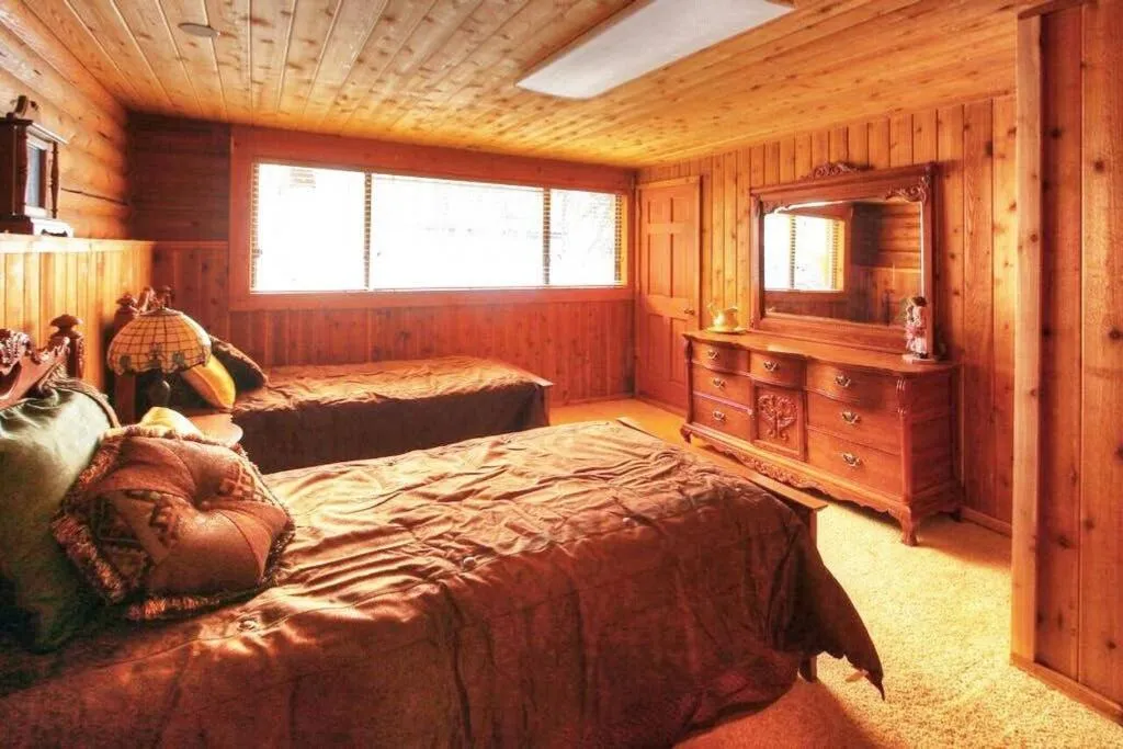 Bedroom, Bed in Log Cabin On The Stream Sundance, Utah