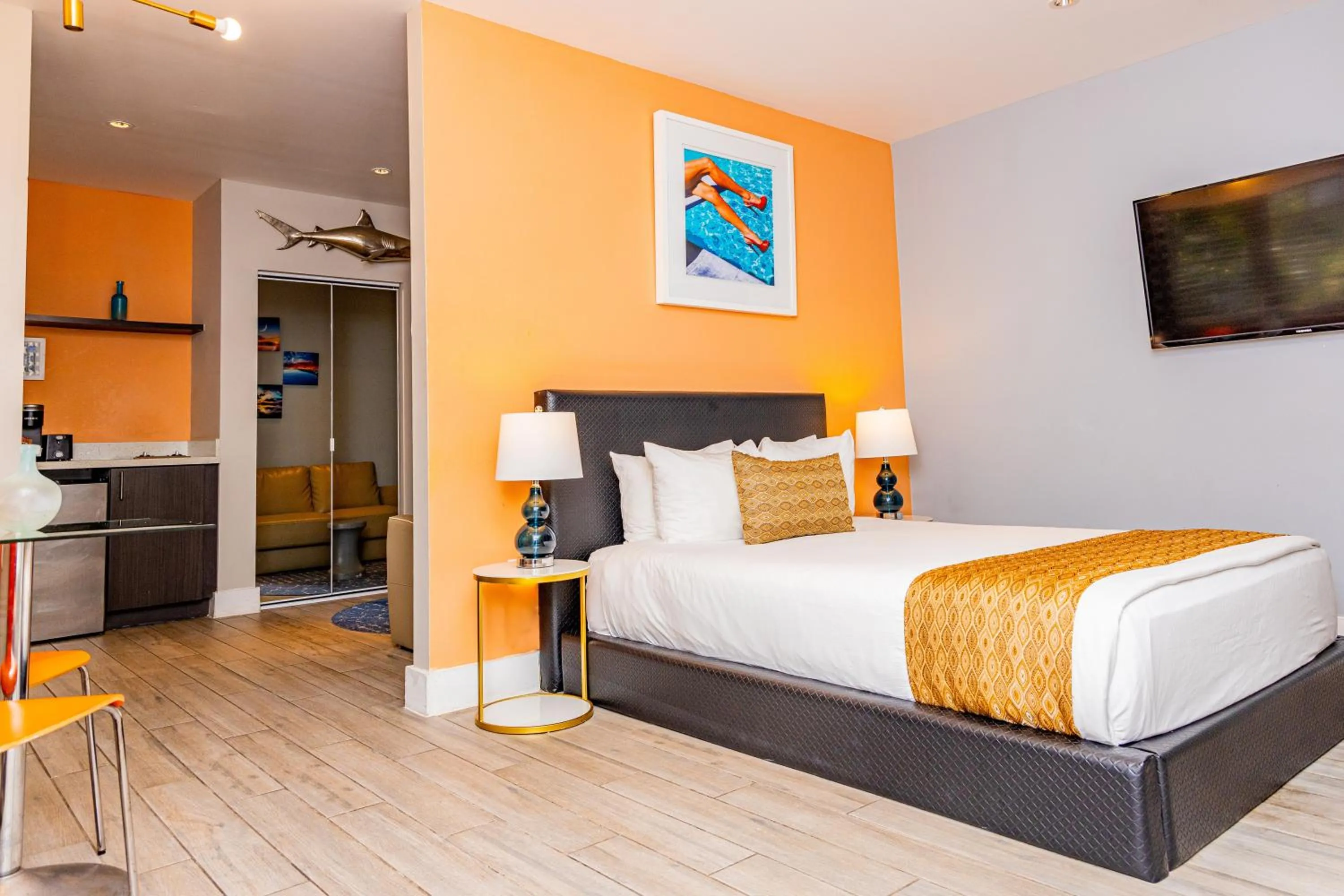 Bed in Oceanside Hotel and Suites