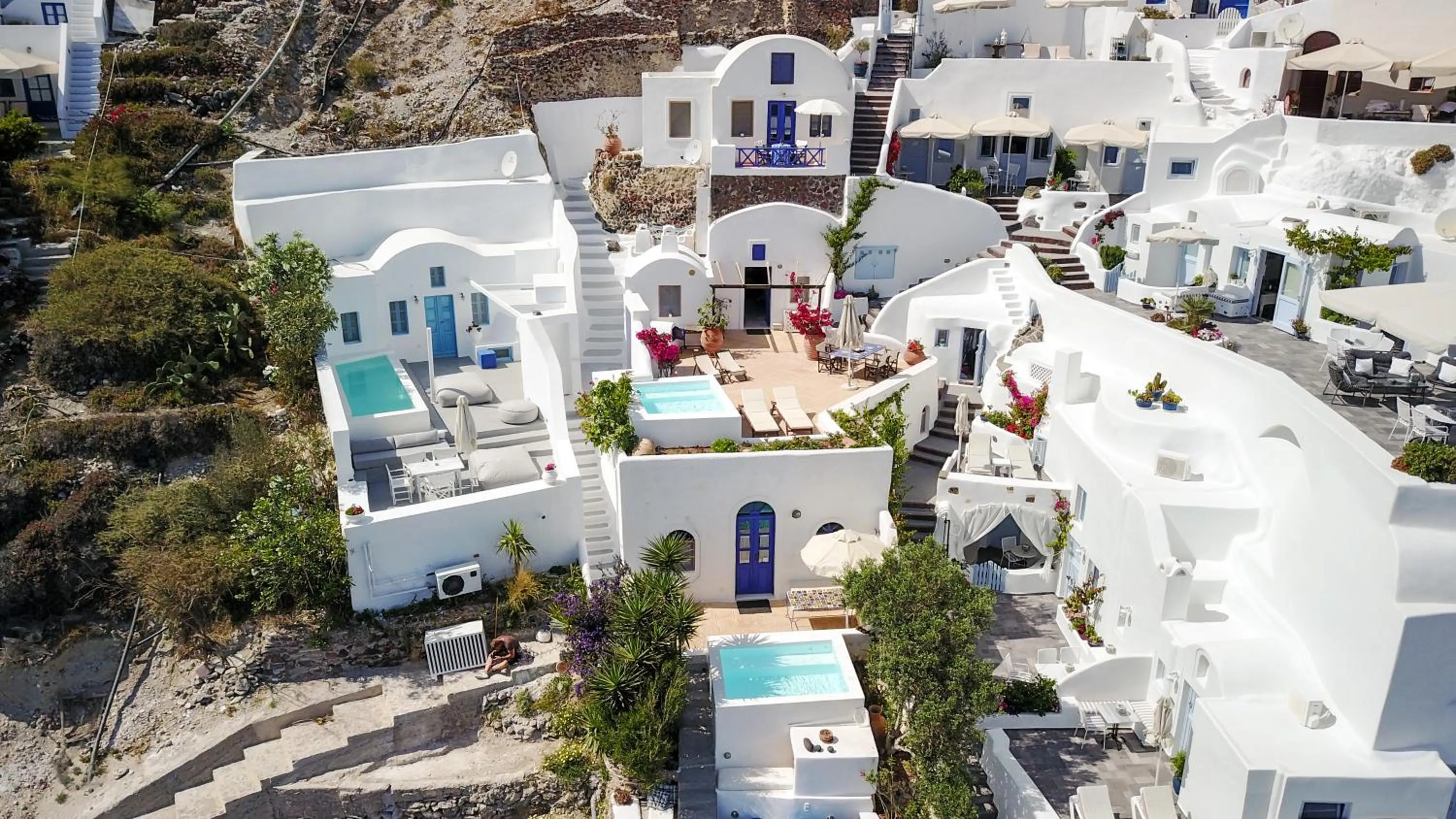 Bird's eye view in Ifestio Villas Oia