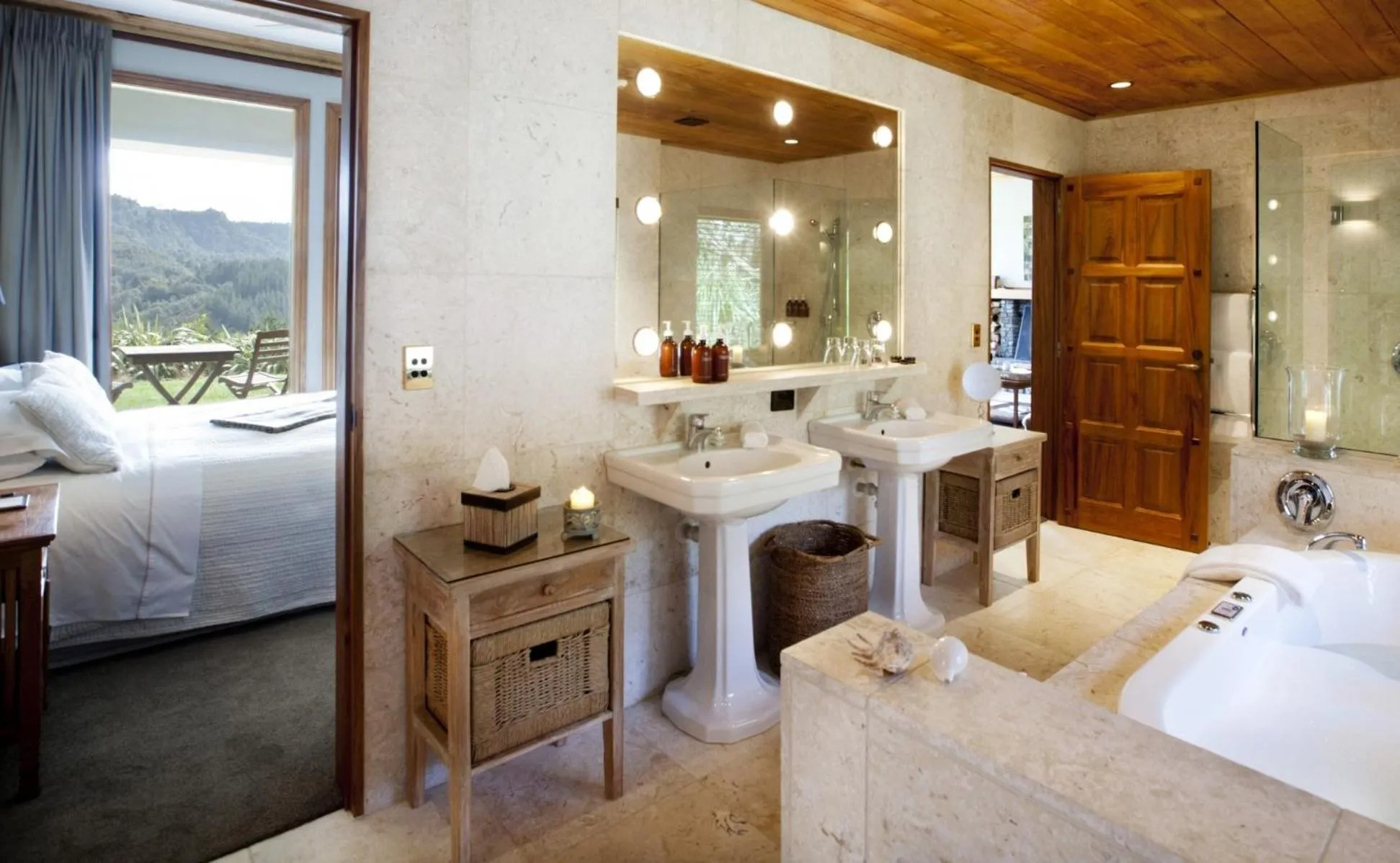 Bathroom, Bed in Treetops Lodge & Estate