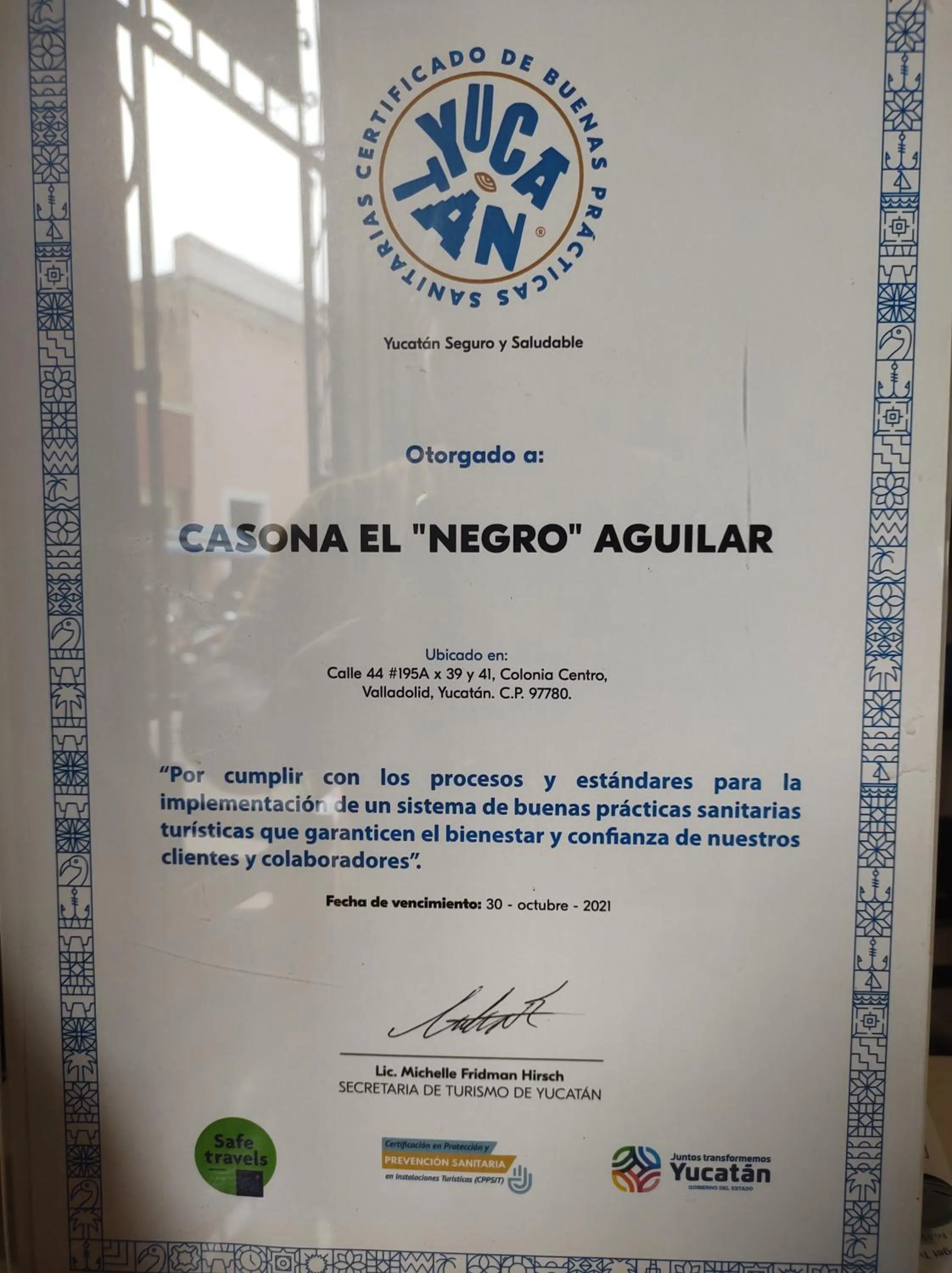 Certificate/Award in Casona del Negro Aguilar