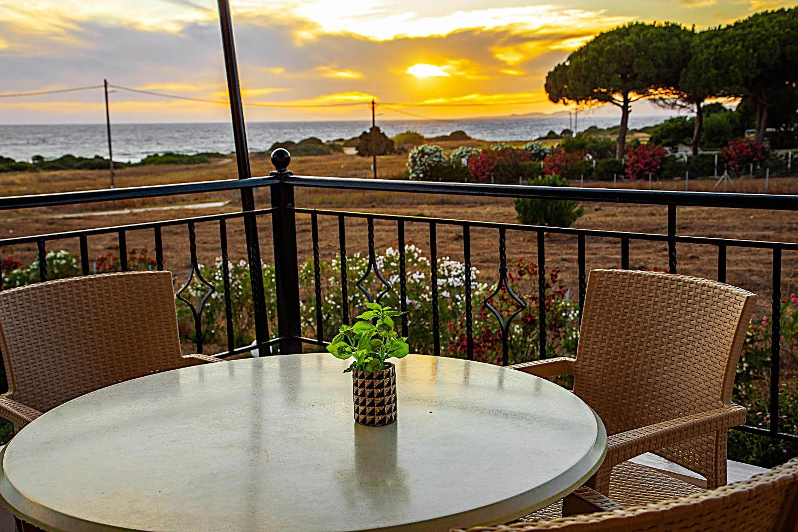 Patio in Romanos Beach Villas