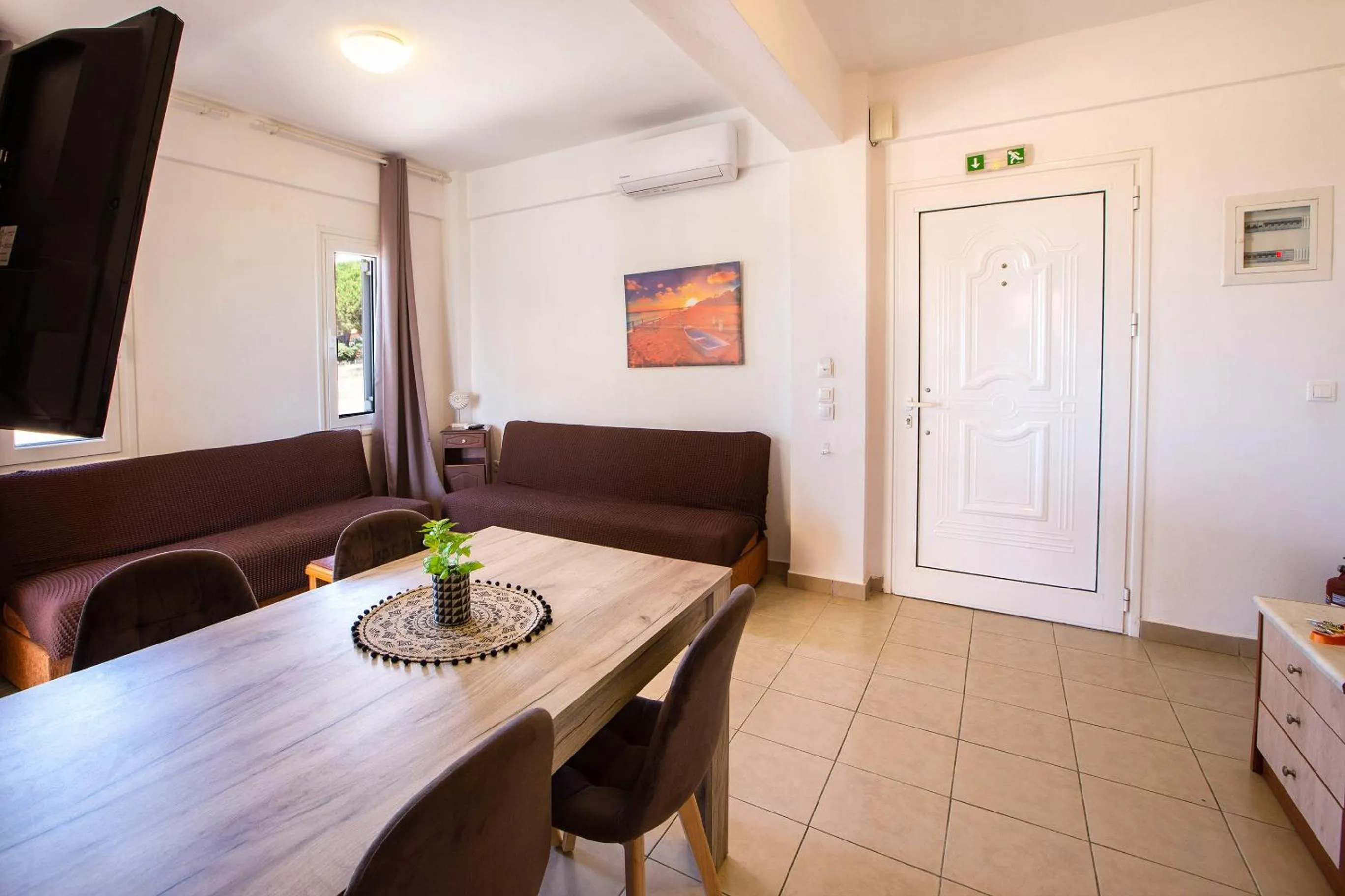 Living room in Romanos Beach Villas