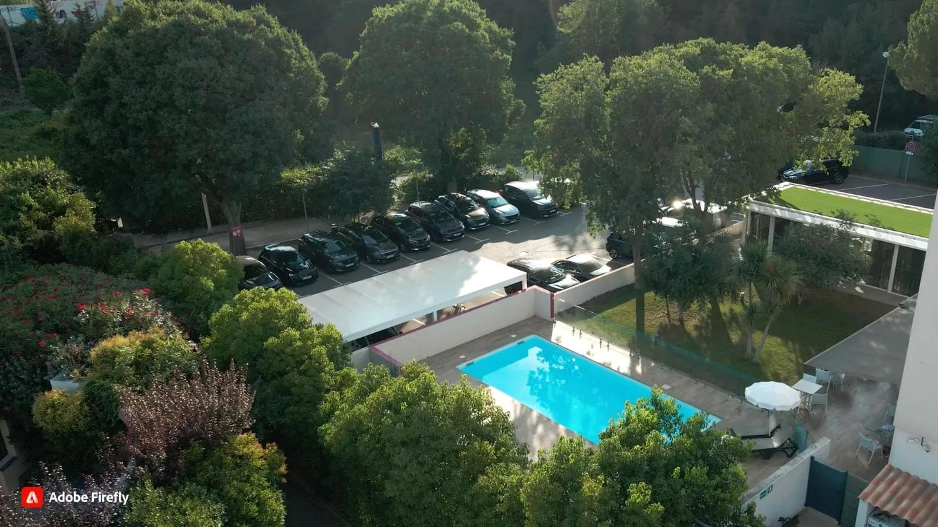 Pool view in Best Western Hotelio Montpellier Sud