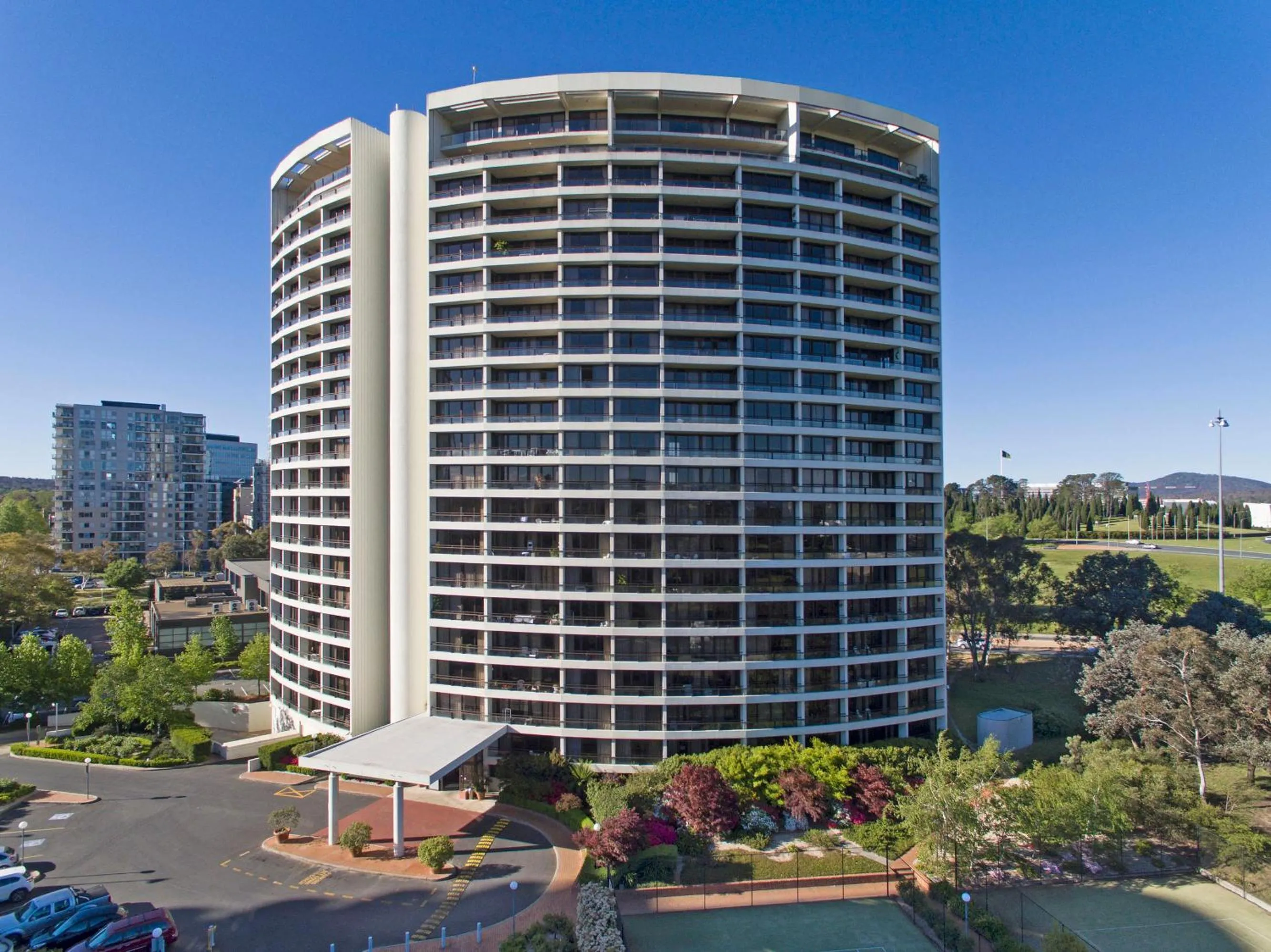 Facade/entrance in BreakFree Capital Tower Apartments