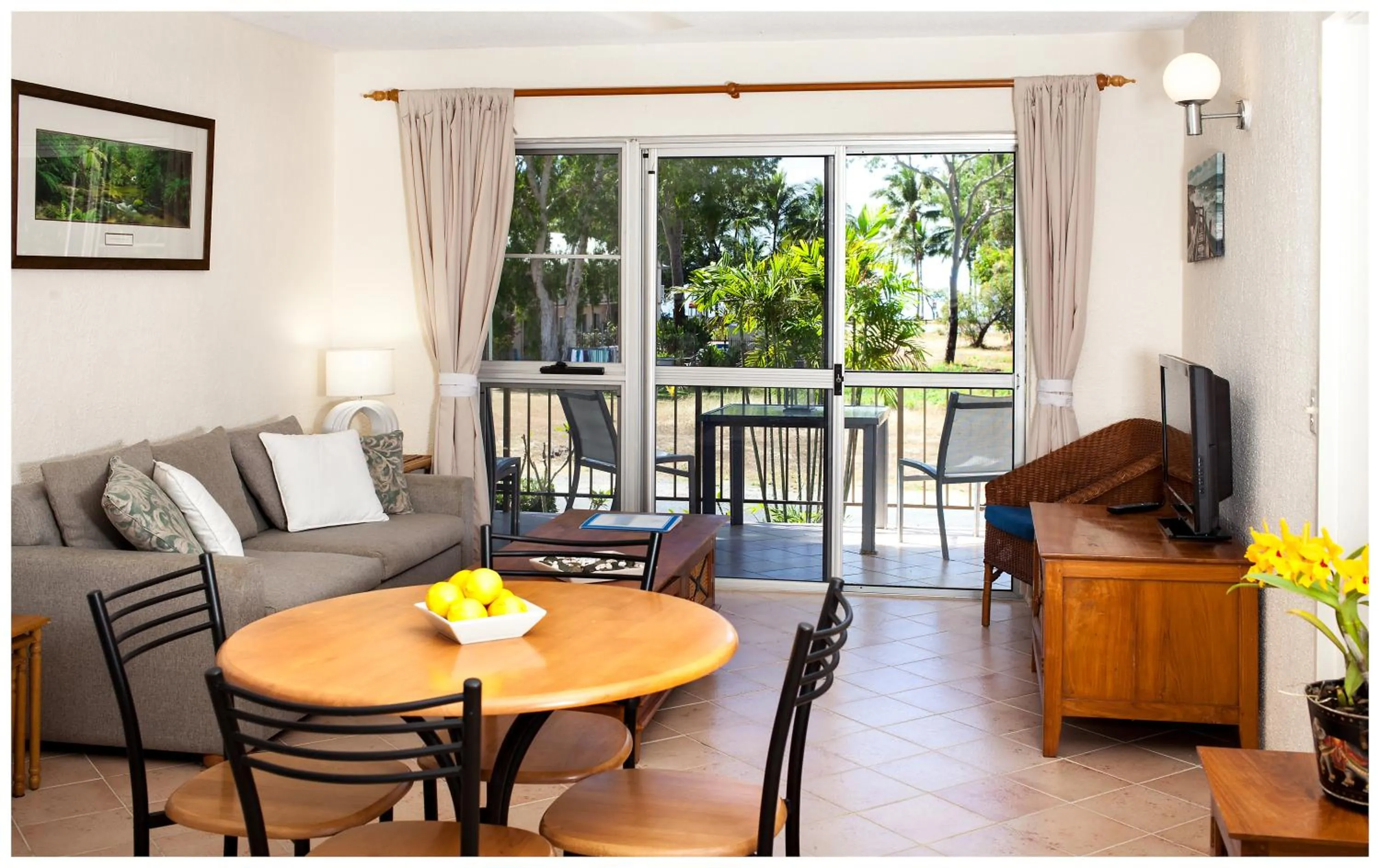 Living room in Clifton Sands Holiday Units