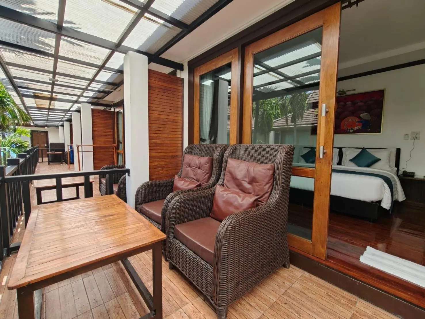 Balcony/Terrace, Bed in Cabana Lipe Beach Resort