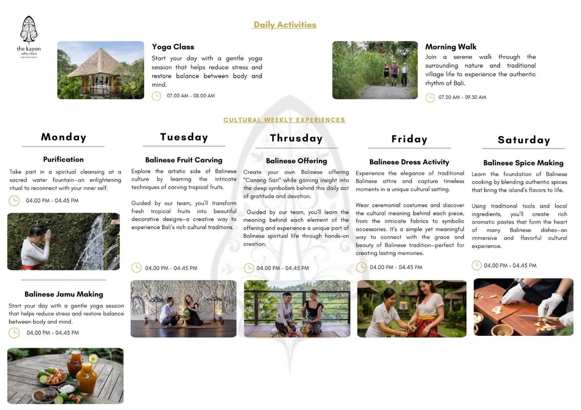 Activities in The Kayon Valley Resort