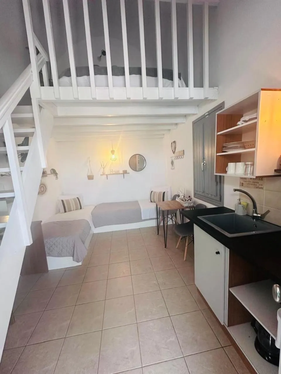 Kitchen or kitchenette, Bed in Mare Nostrum Santo