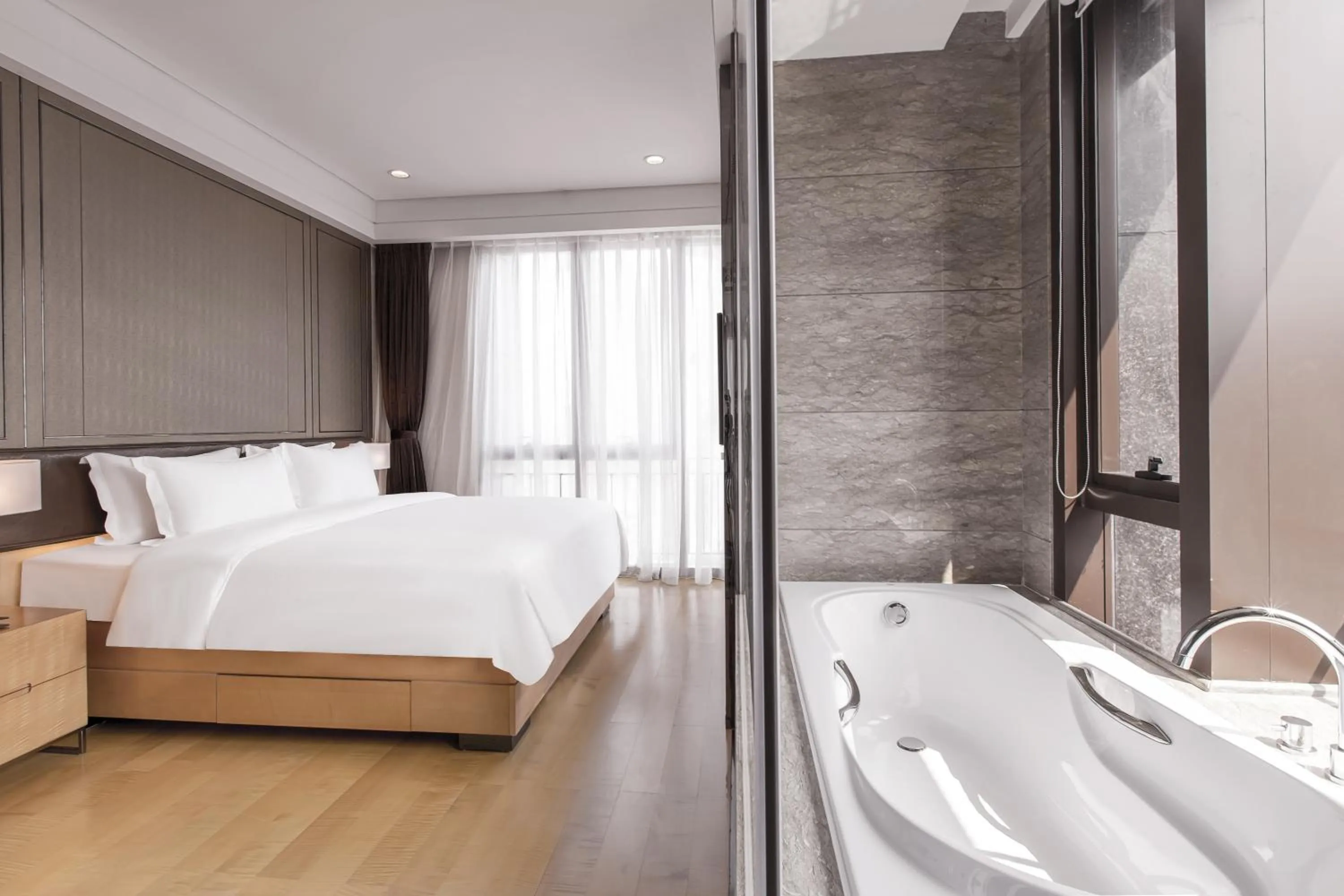 Bed in Vaperse Hotel Guangzhou Zhujiang New Town - Free Shuttle Bus During Canton Fair