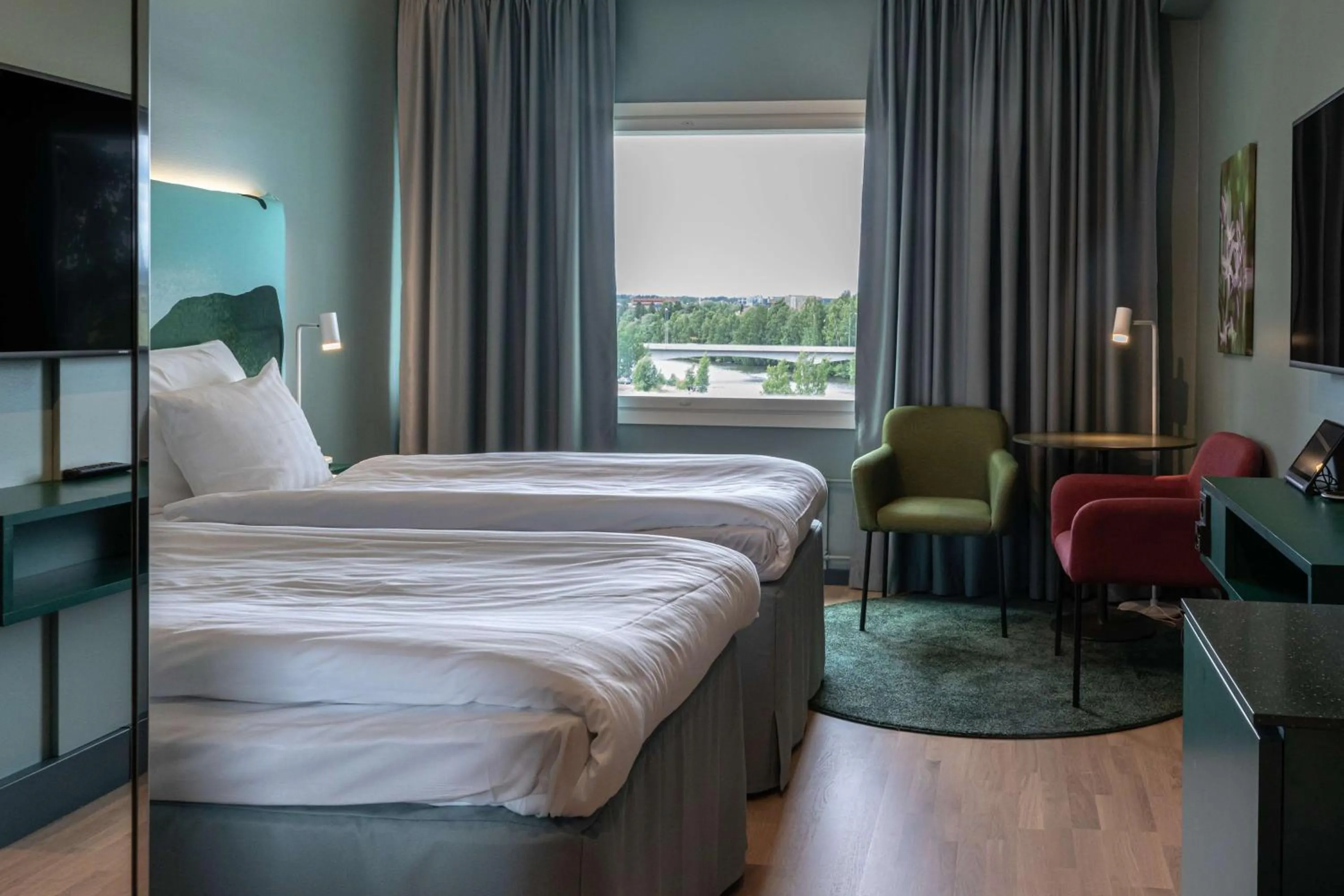 Bedroom, Bed in Scandic Eden Nokia