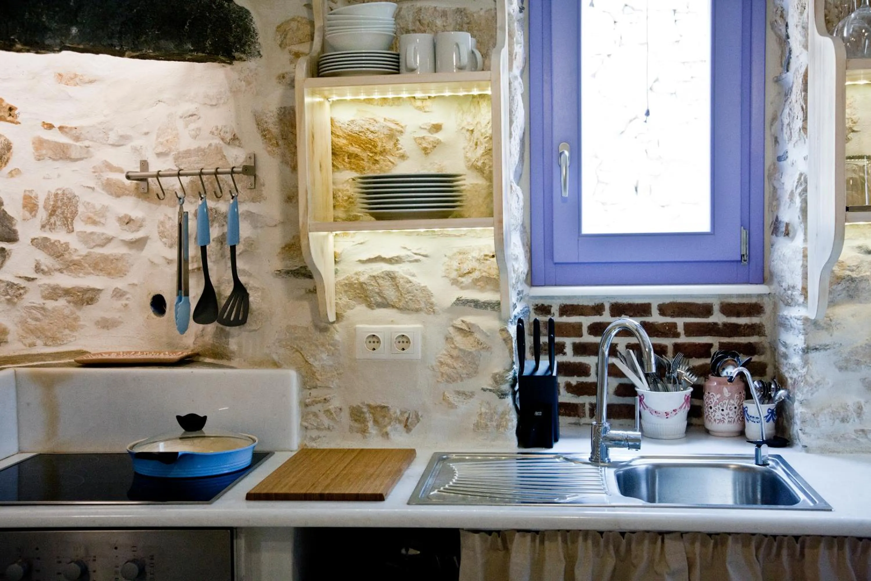 Kitchen or kitchenette in Good Life Greece Eco Villas