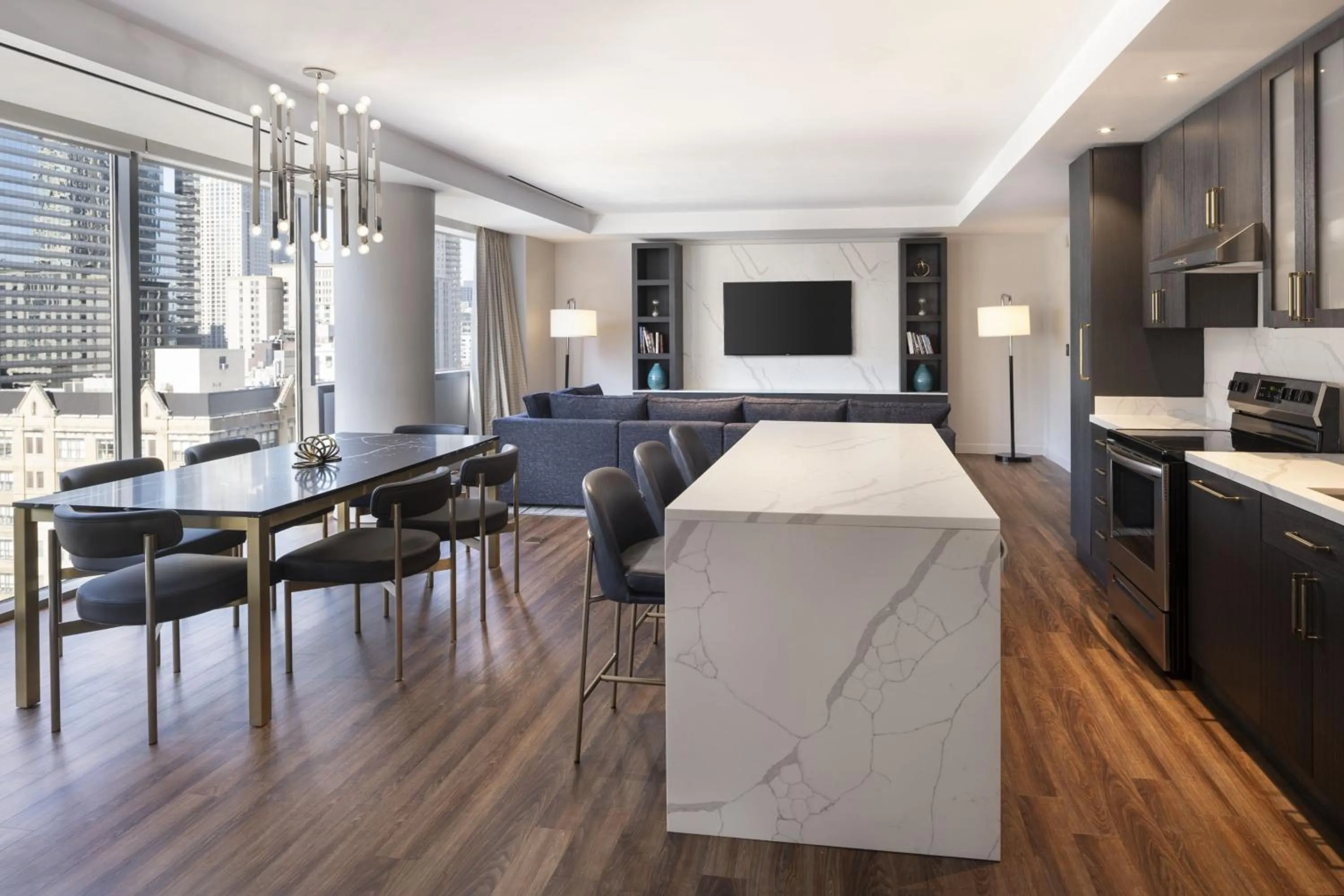 Living room in Conrad Chicago