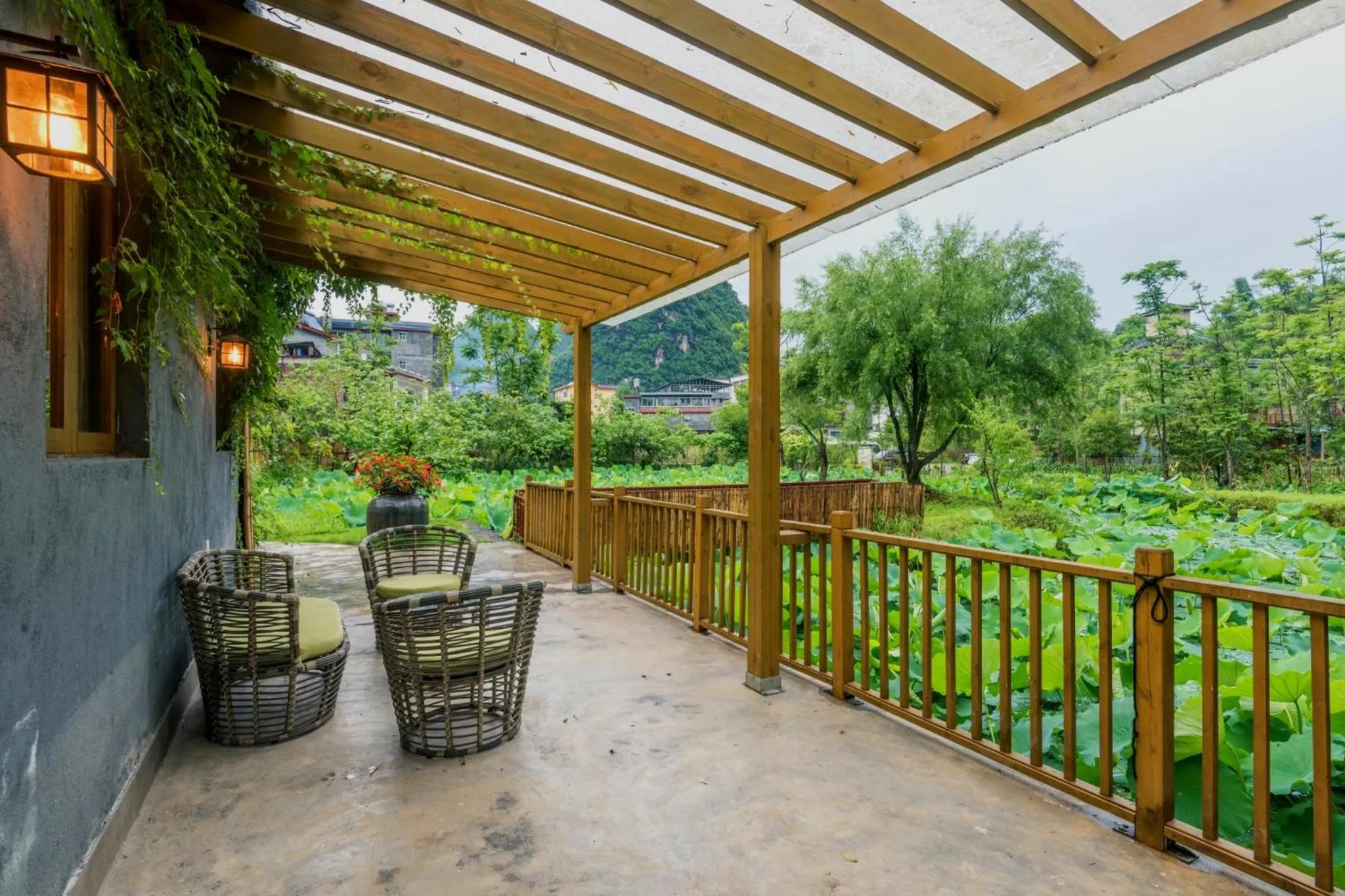 Balcony/Terrace in Yangshuo The Apsara Lodge
