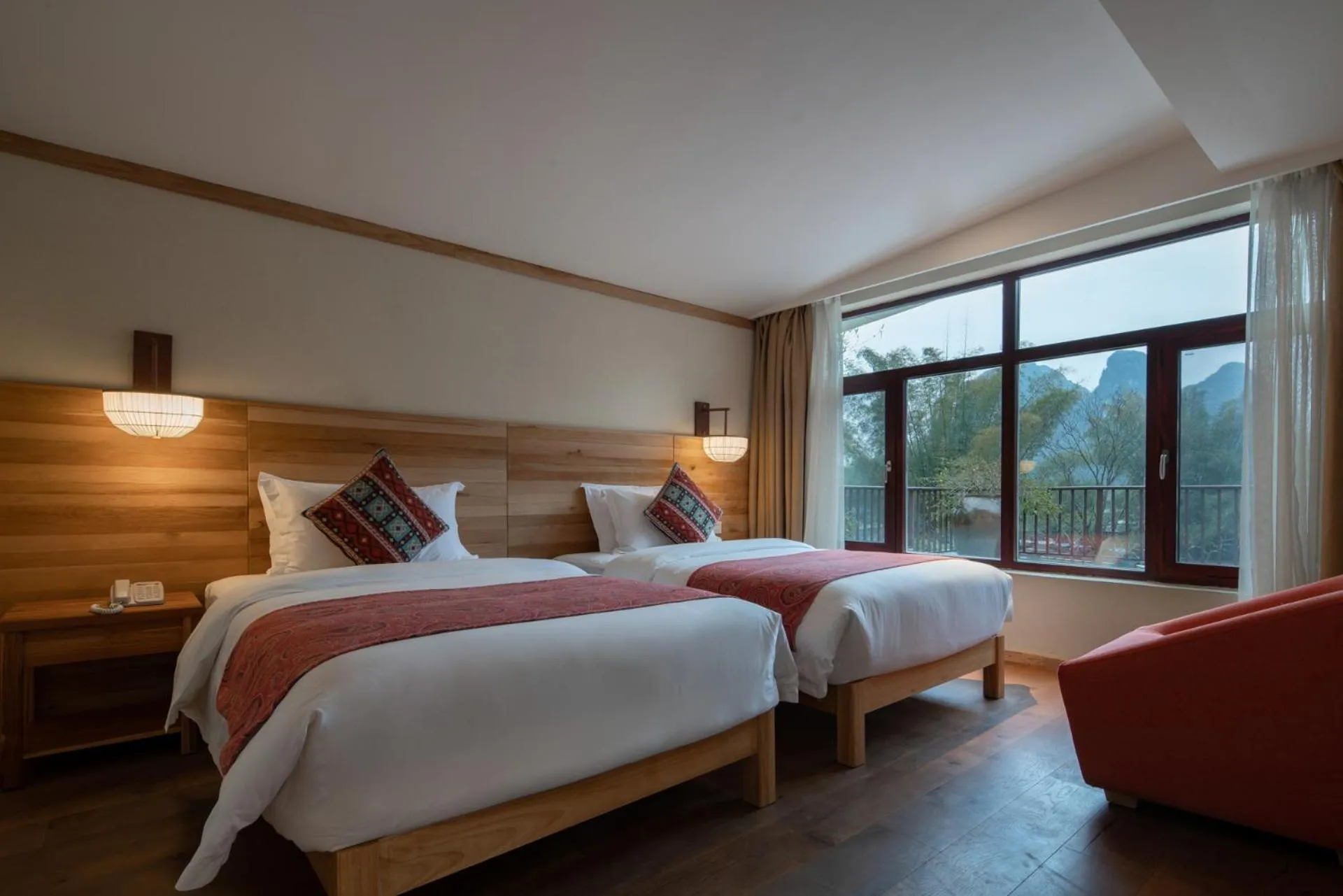 Bed in Yangshuo The Apsara Lodge