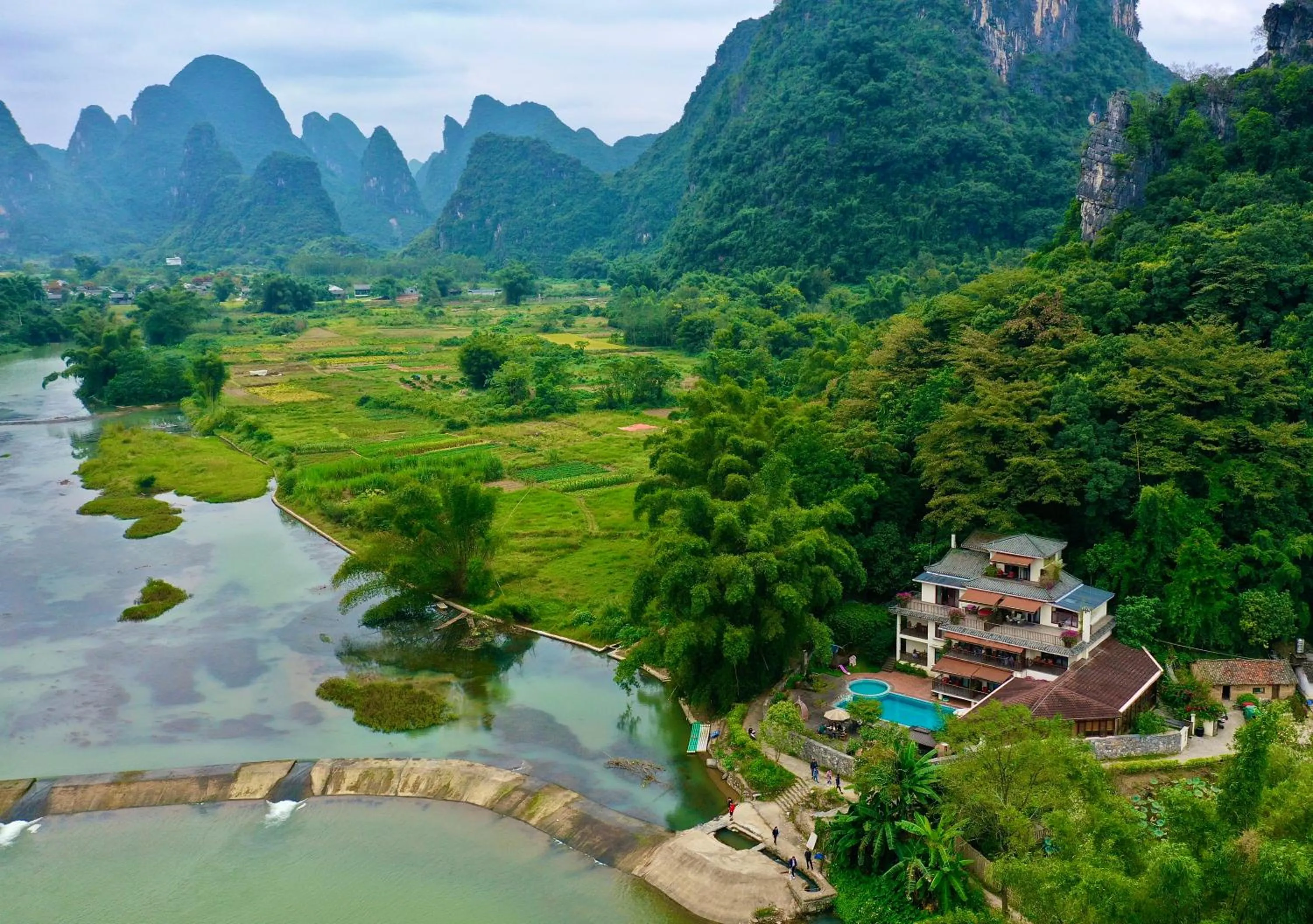 Bird's eye view in Yangshuo The Apsara Lodge