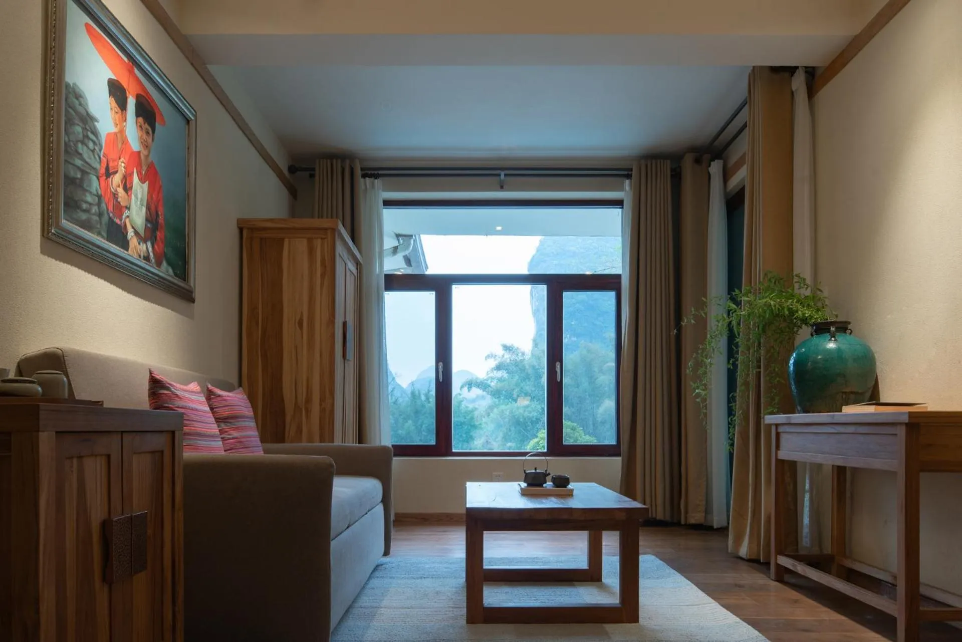 Living room in Yangshuo The Apsara Lodge