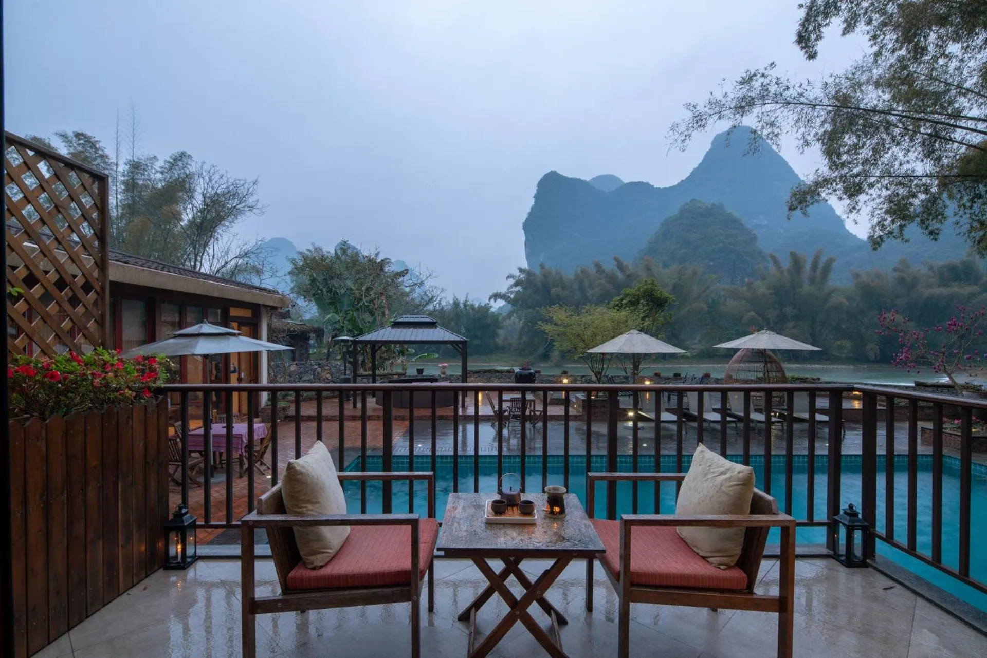 Balcony/Terrace in Yangshuo The Apsara Lodge