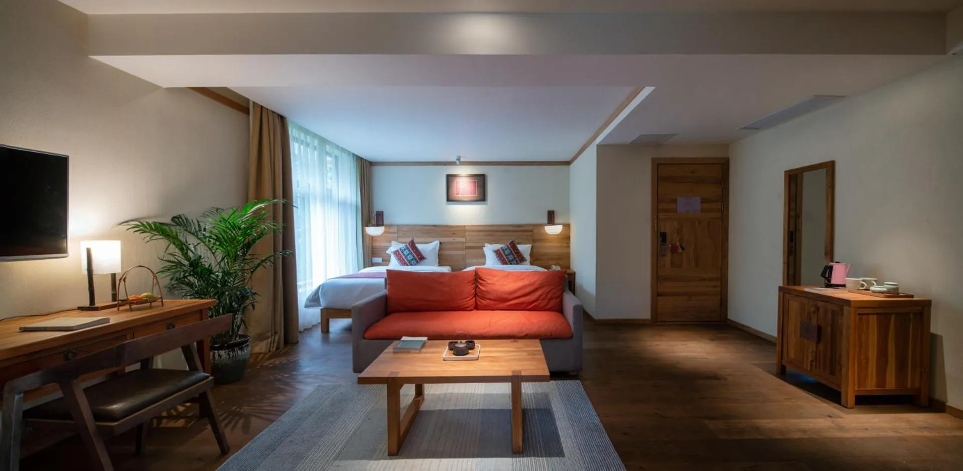 Bed in Yangshuo The Apsara Lodge