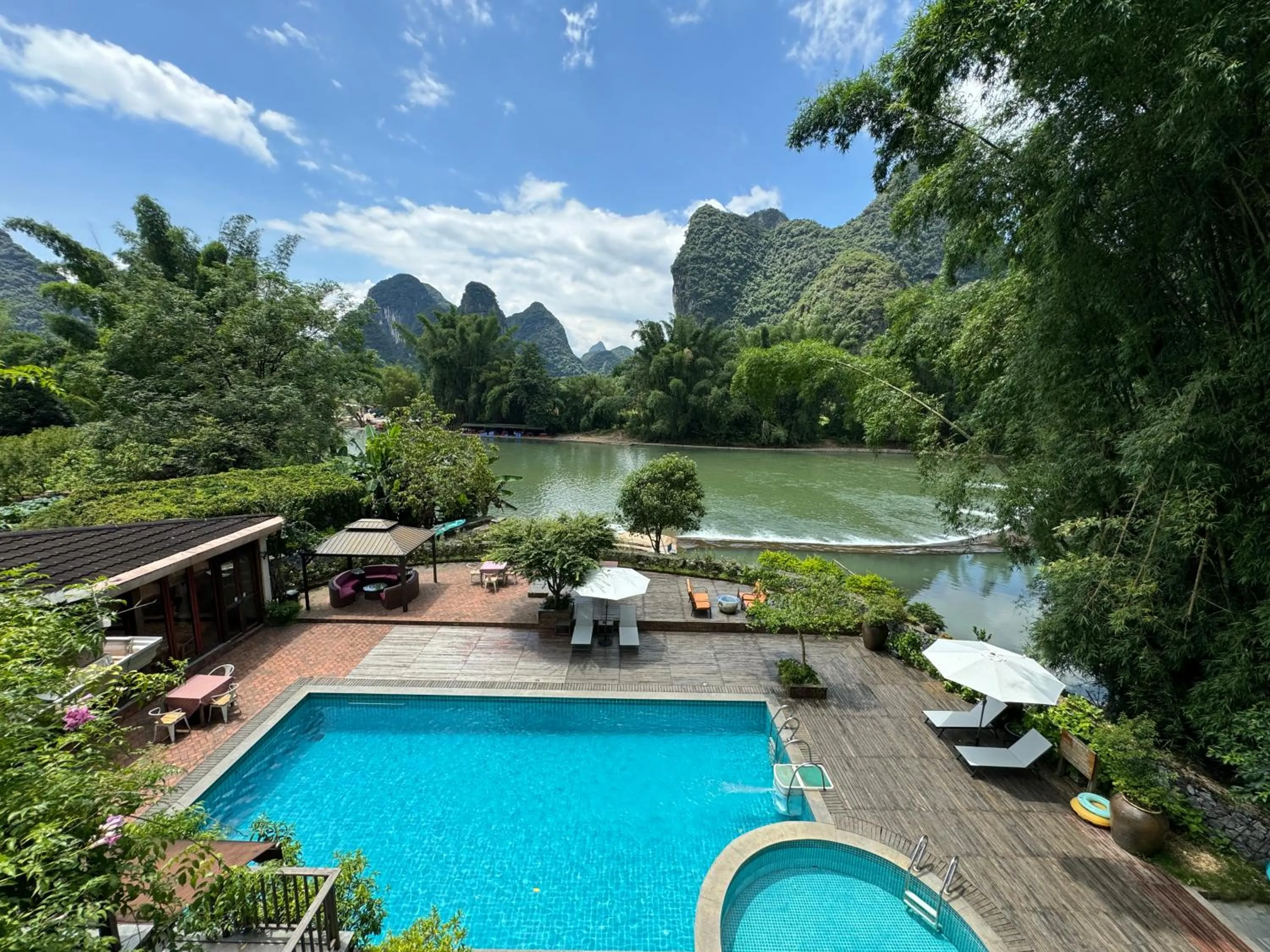 Pool view in Yangshuo The Apsara Lodge