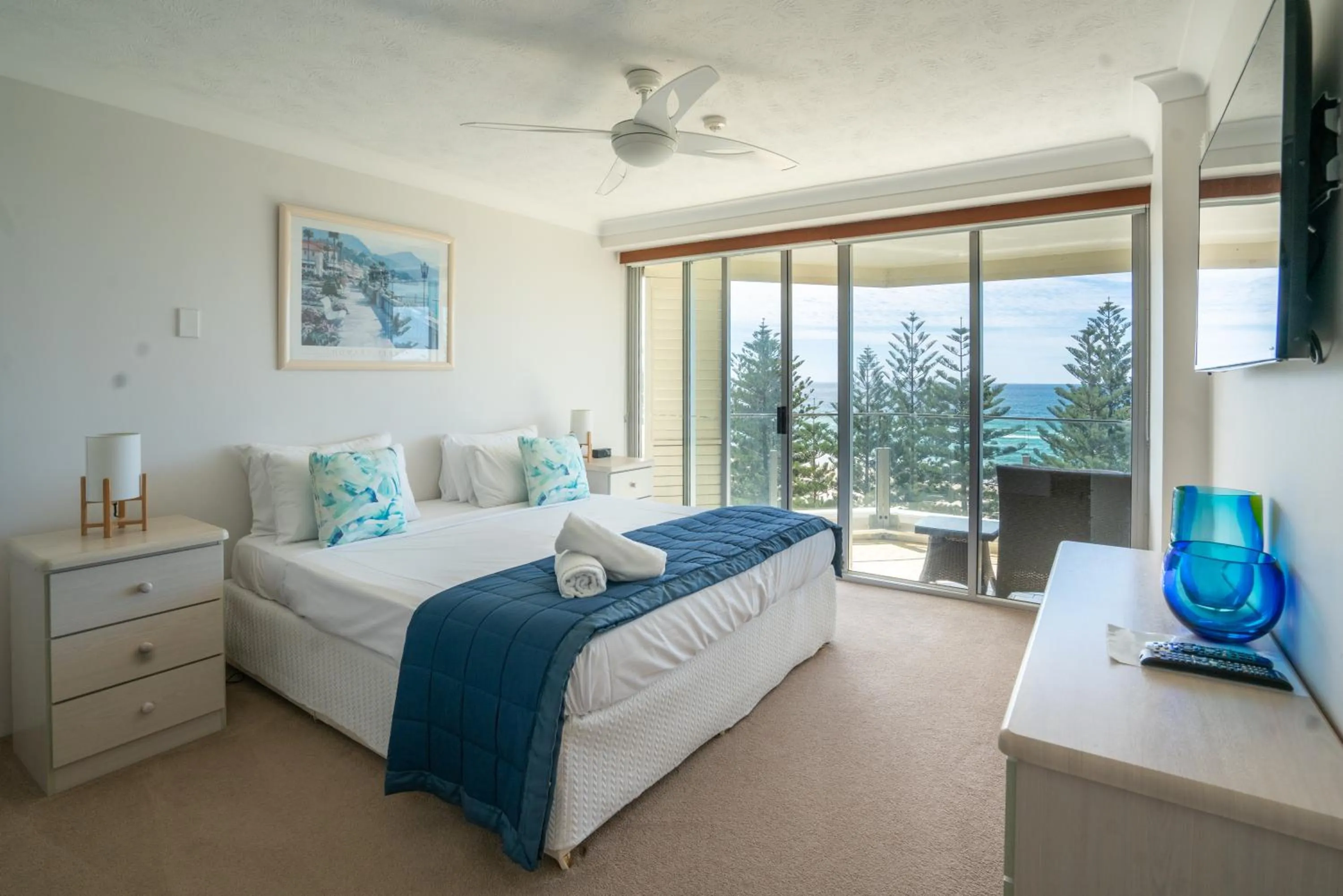 Bed in Cashelmara Beachfront Apartments