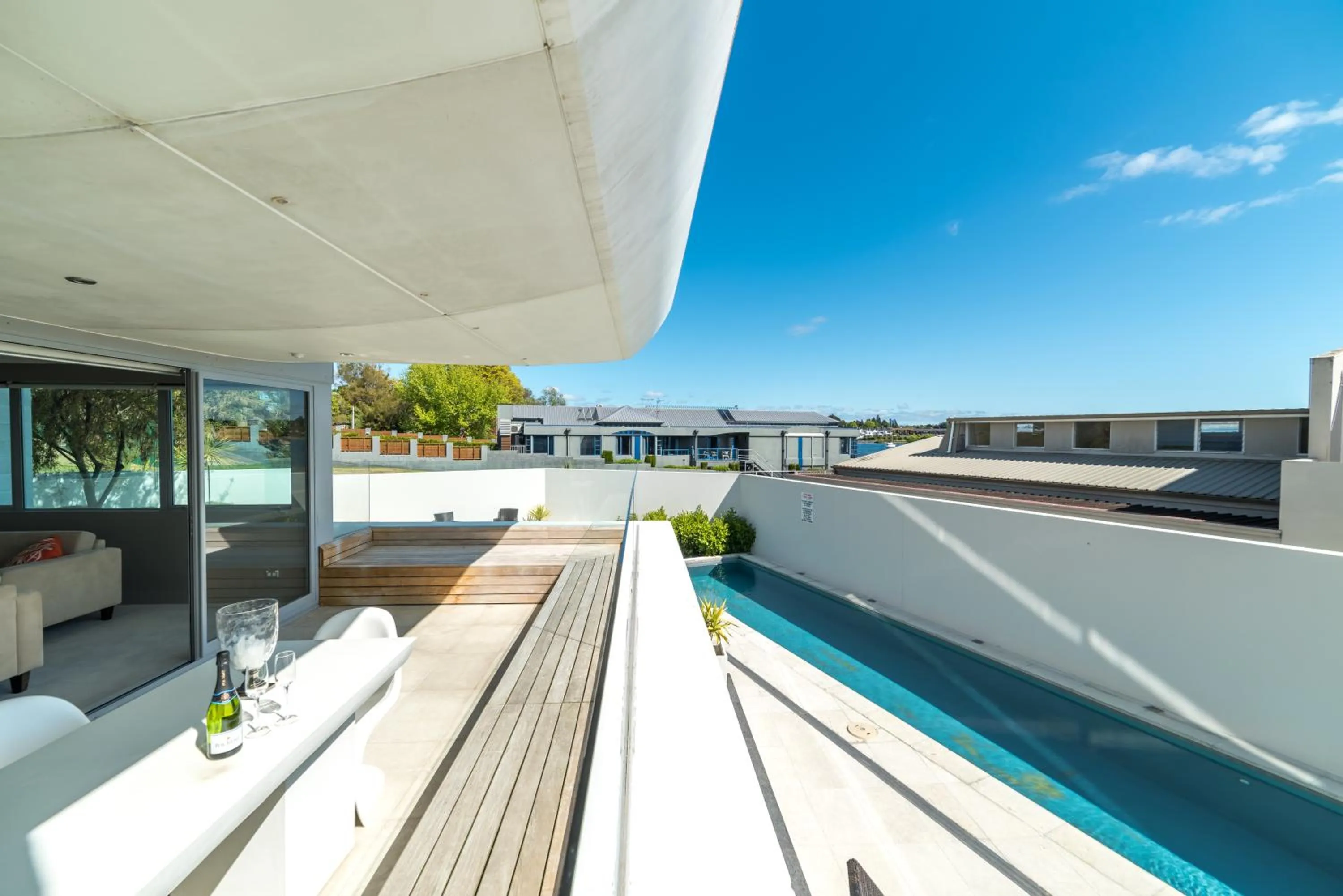 Pool view in Sacred Waters Taupo