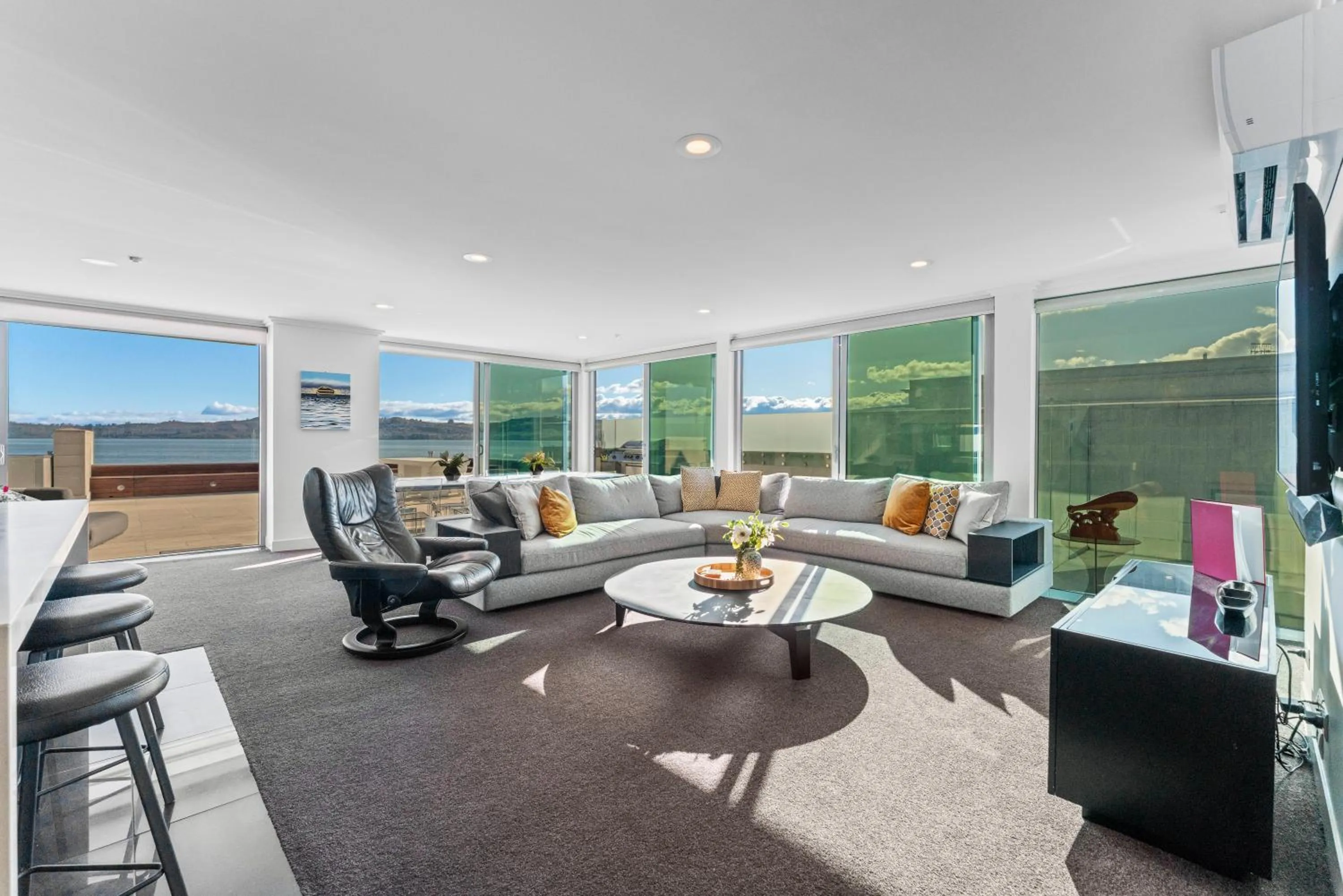 Living room in Sacred Waters Taupo