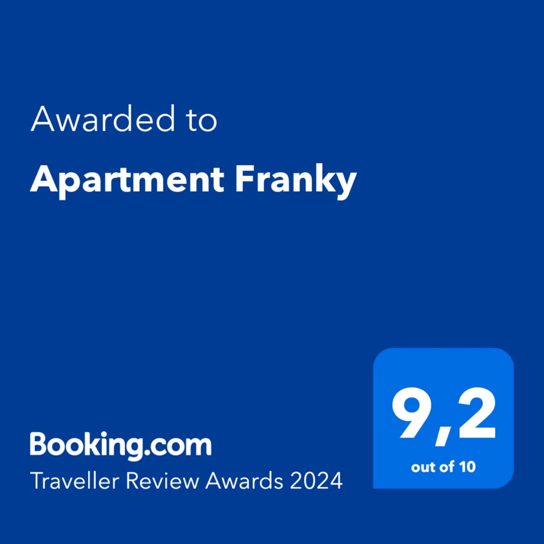 Certificate/Award in Apartment Franky