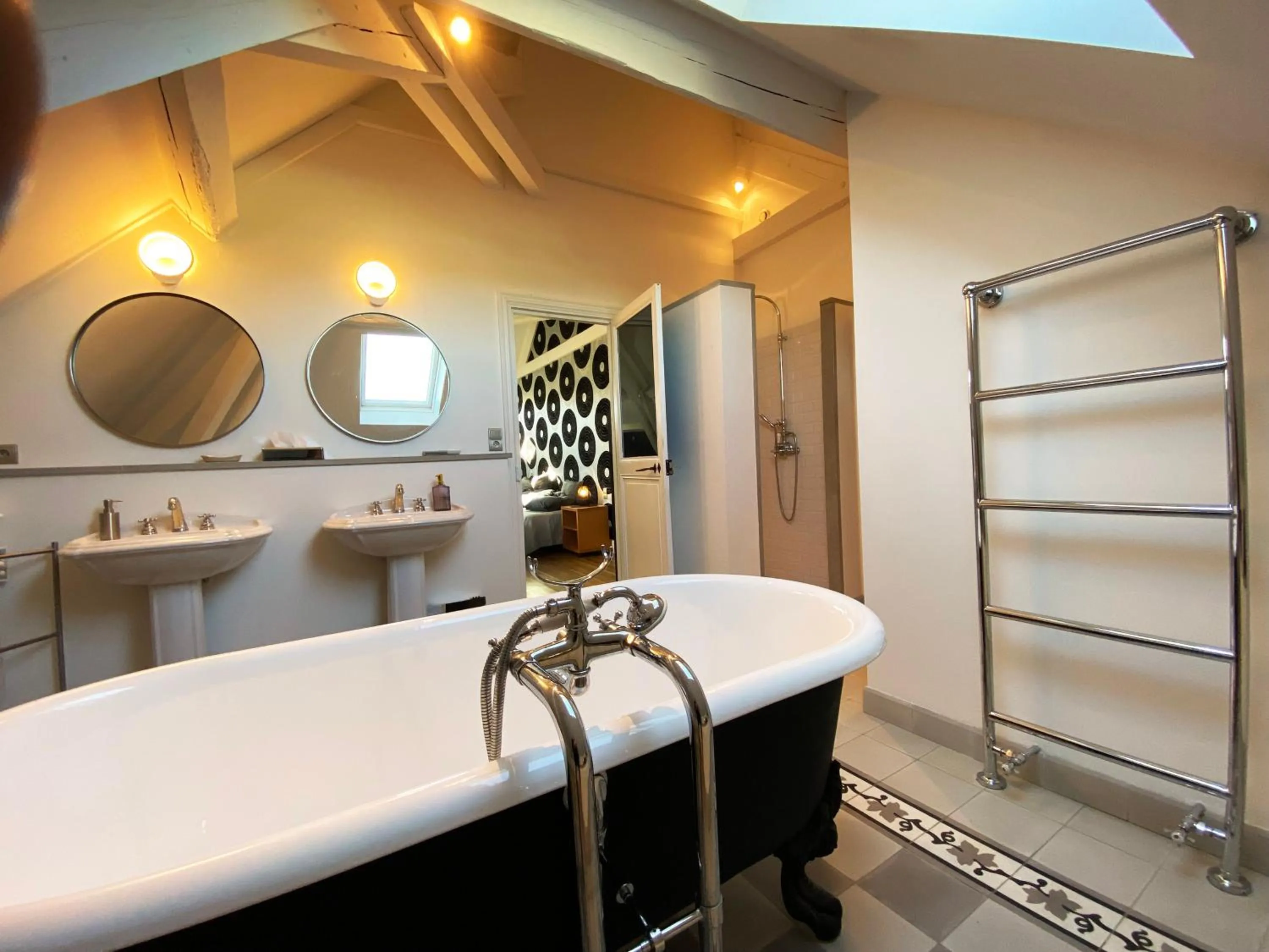 Shower in Demeure Saint Louis Historic manor, City 700m, free parking,A C,Clim,WIFI, city view, Garden