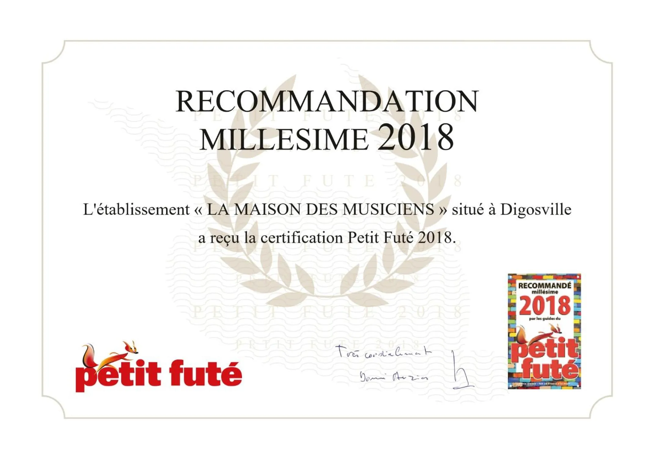 Certificate/Award in La maison des musiciens