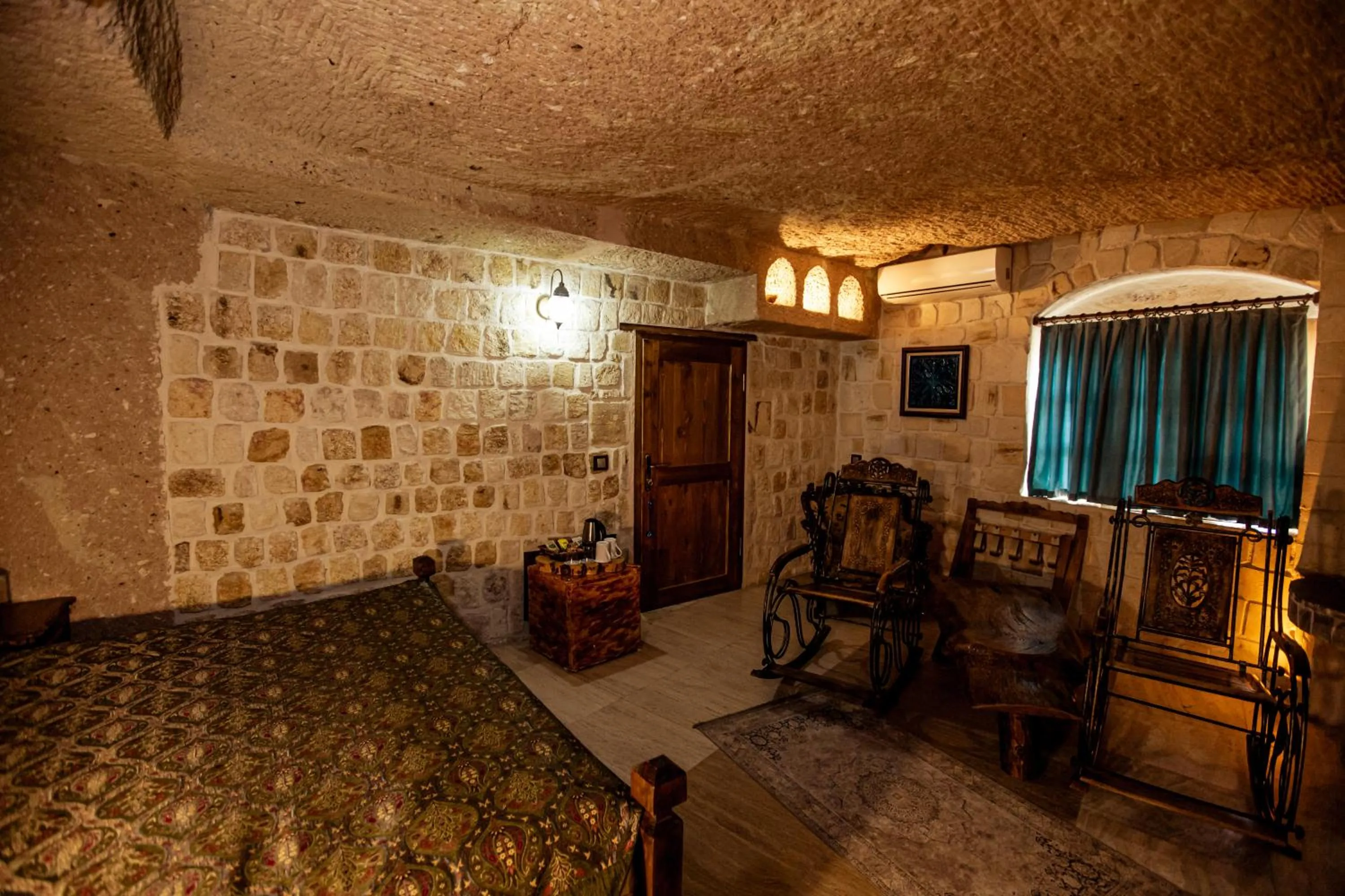 Seating area in Oread Cave Suites