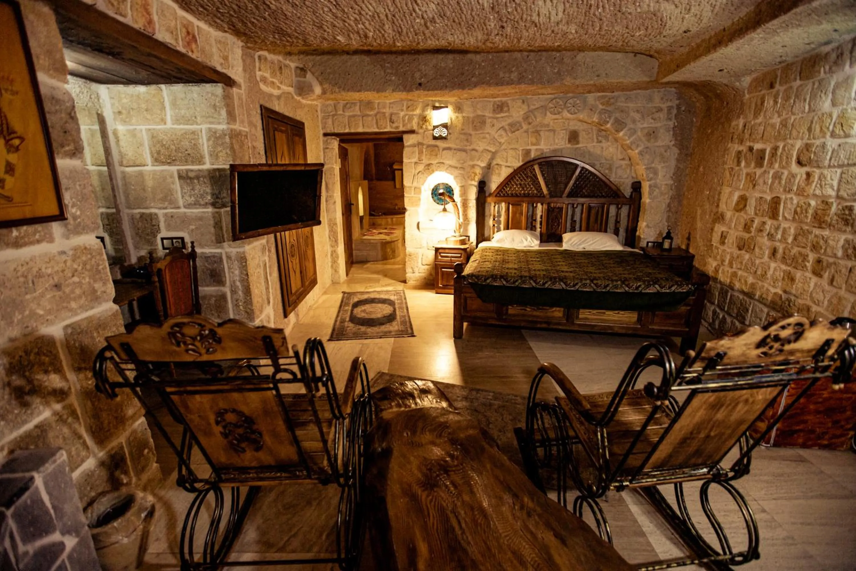 Bed in Oread Cave Suites