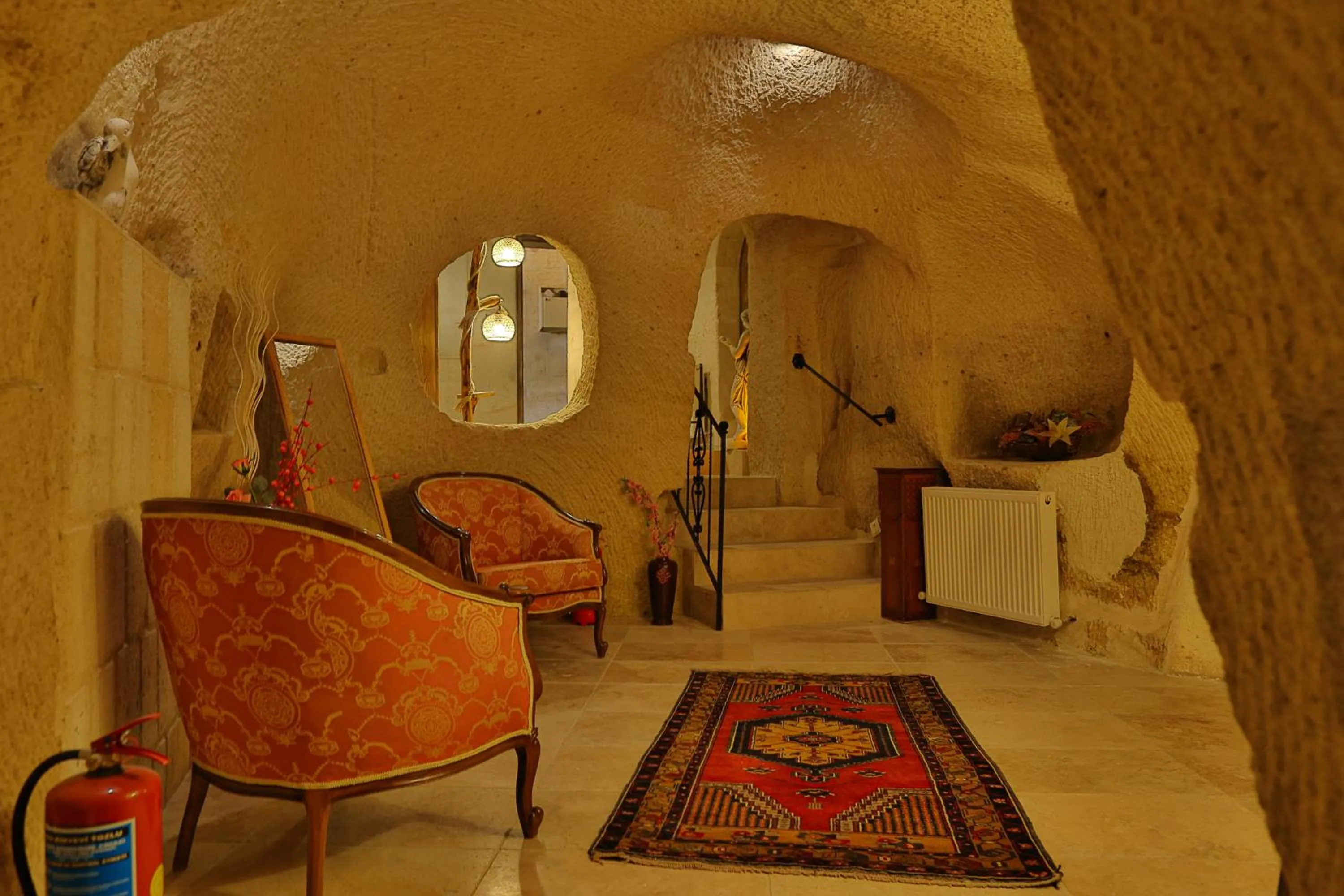 Seating area in Demisos Caves Hotel