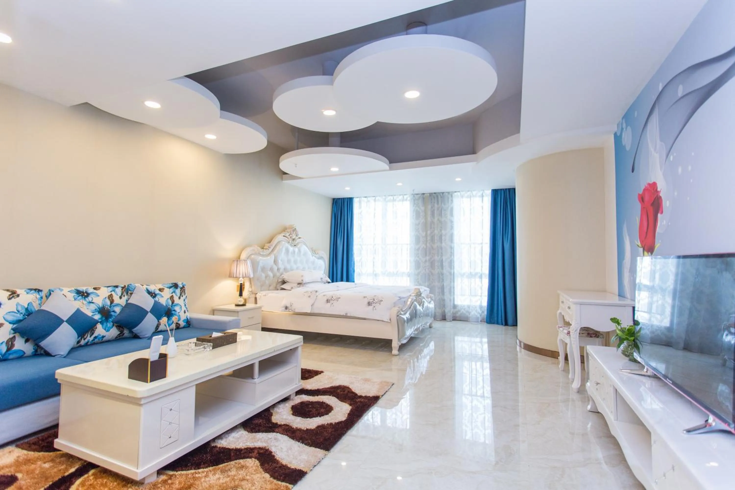 Photo of the whole room, Bed in Guangzhou Manhattan International Apartment Zhengjia Free bus services are provided for the first and second phases