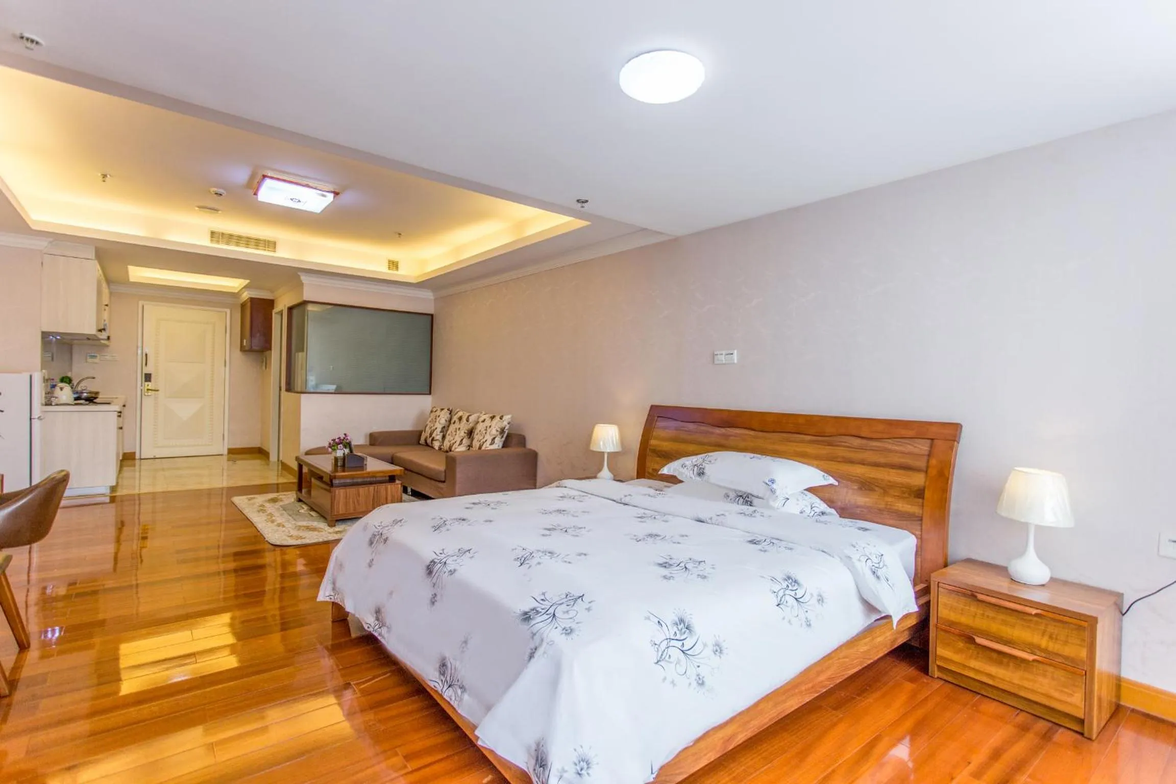 Photo of the whole room, Bed in Guangzhou Manhattan International Apartment Zhengjia Free bus services are provided for the first and second phases