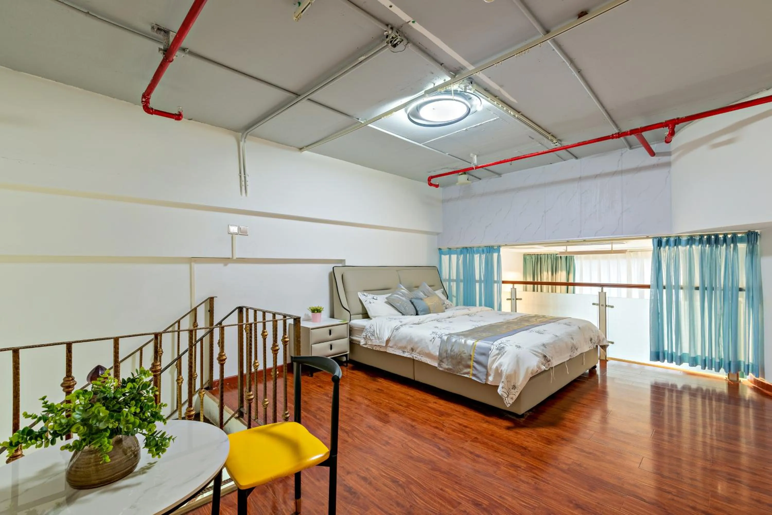 Bed in Guangzhou Manhattan International Apartment Zhengjia Free bus services are provided for the first and second phases