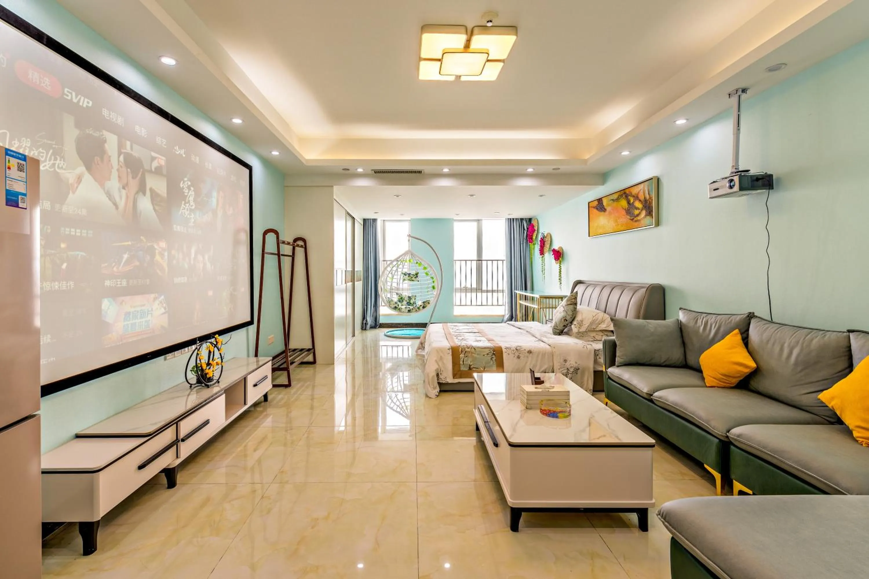 Living room in Guangzhou Manhattan International Apartment Zhengjia Free bus services are provided for the first and second phases