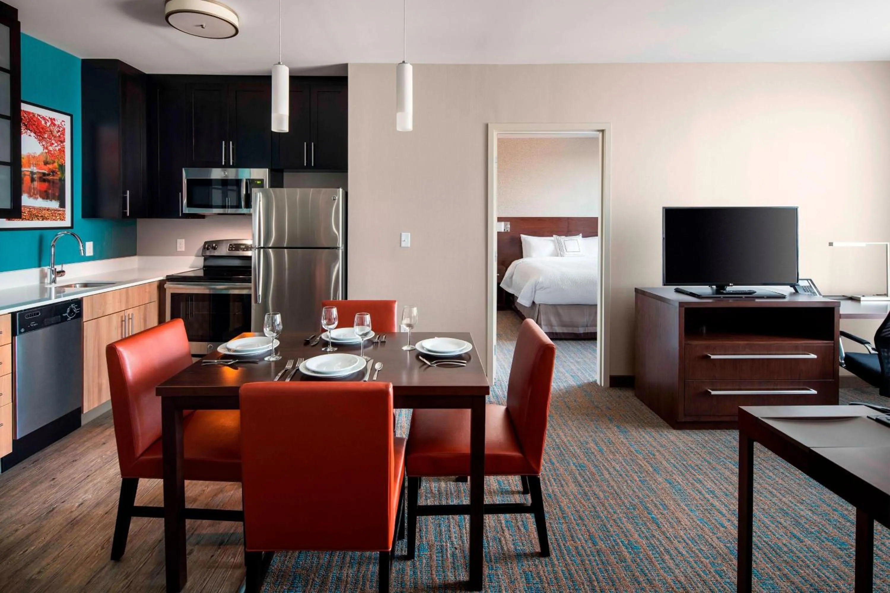 Living room, Bed in Residence Inn by Marriott Boston Watertown