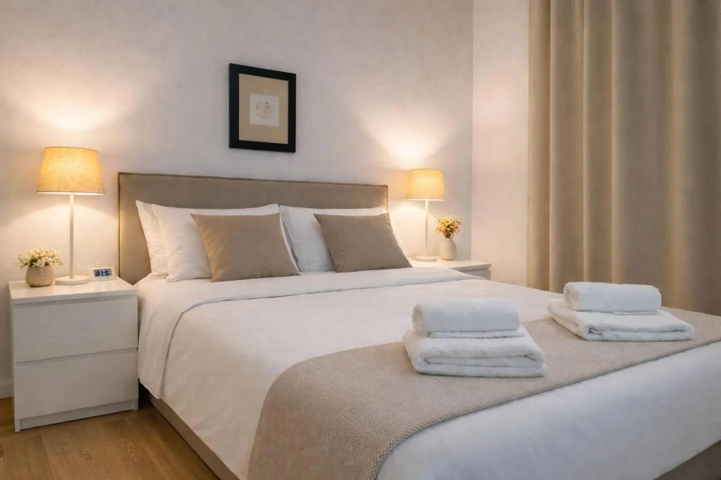 Bedroom, Bed in SeaBreeze City Center Flats by TrulyCyprus