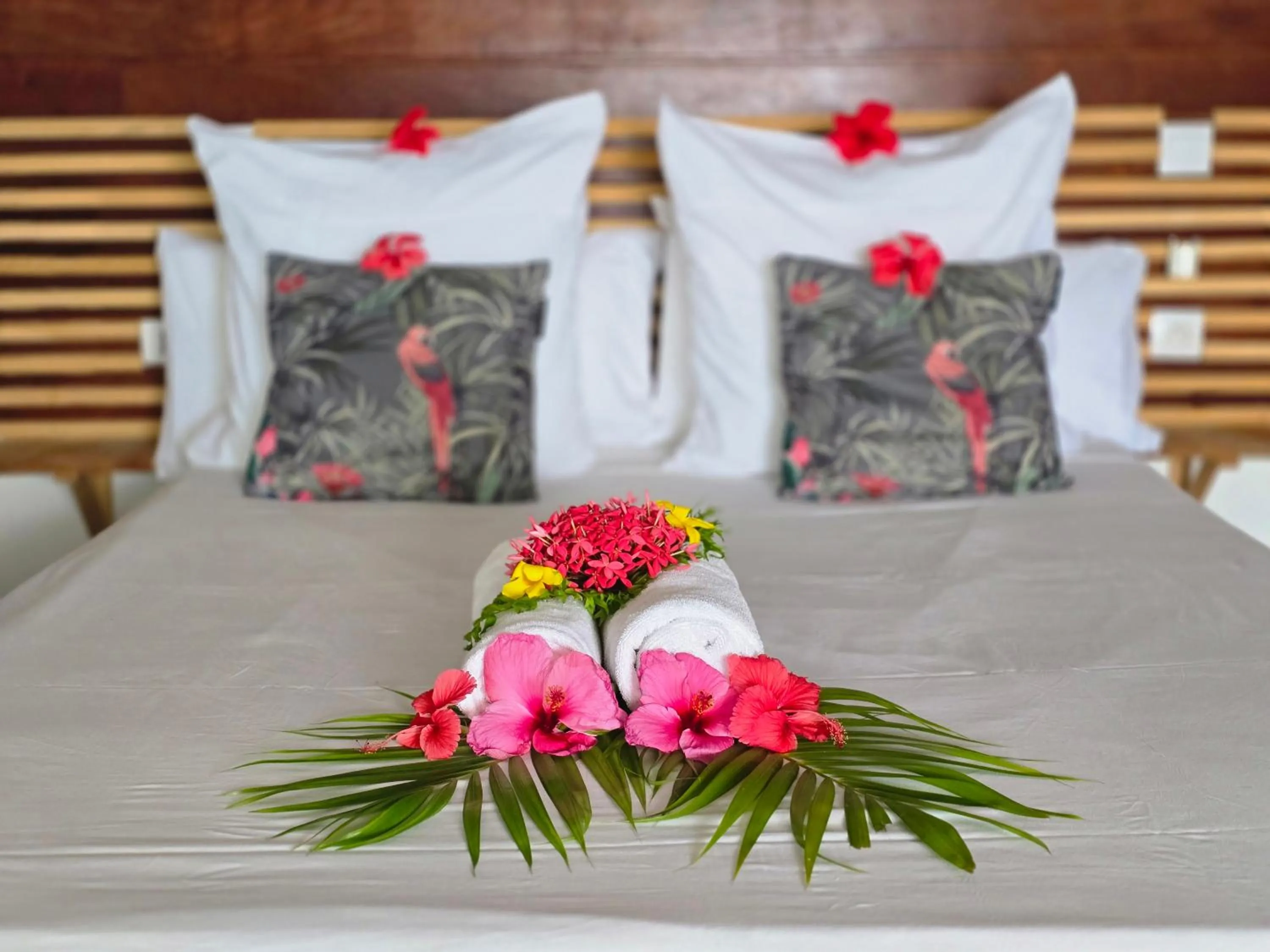 Bed in Hotel Le Manguier