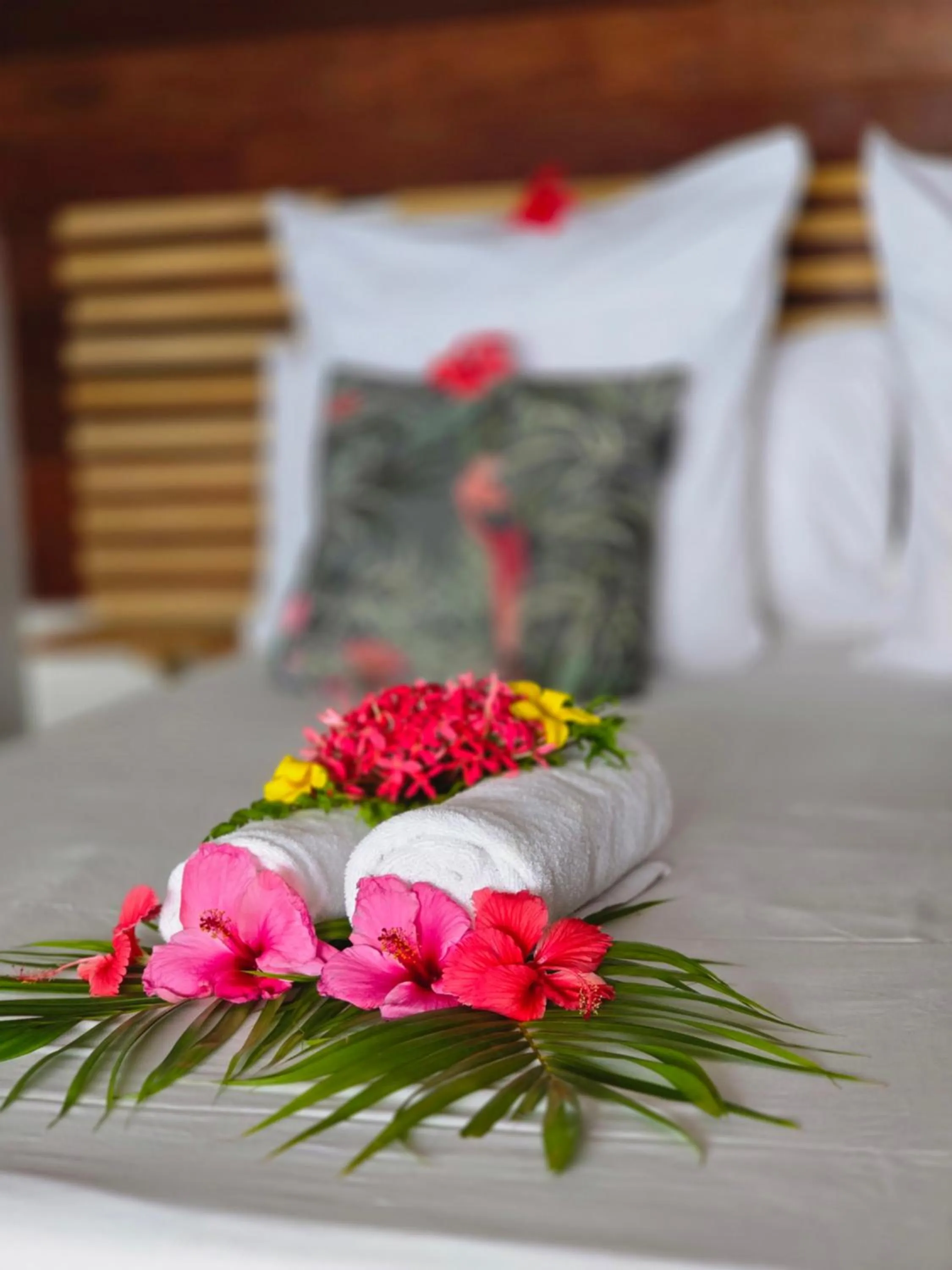 Bed in Hotel Le Manguier