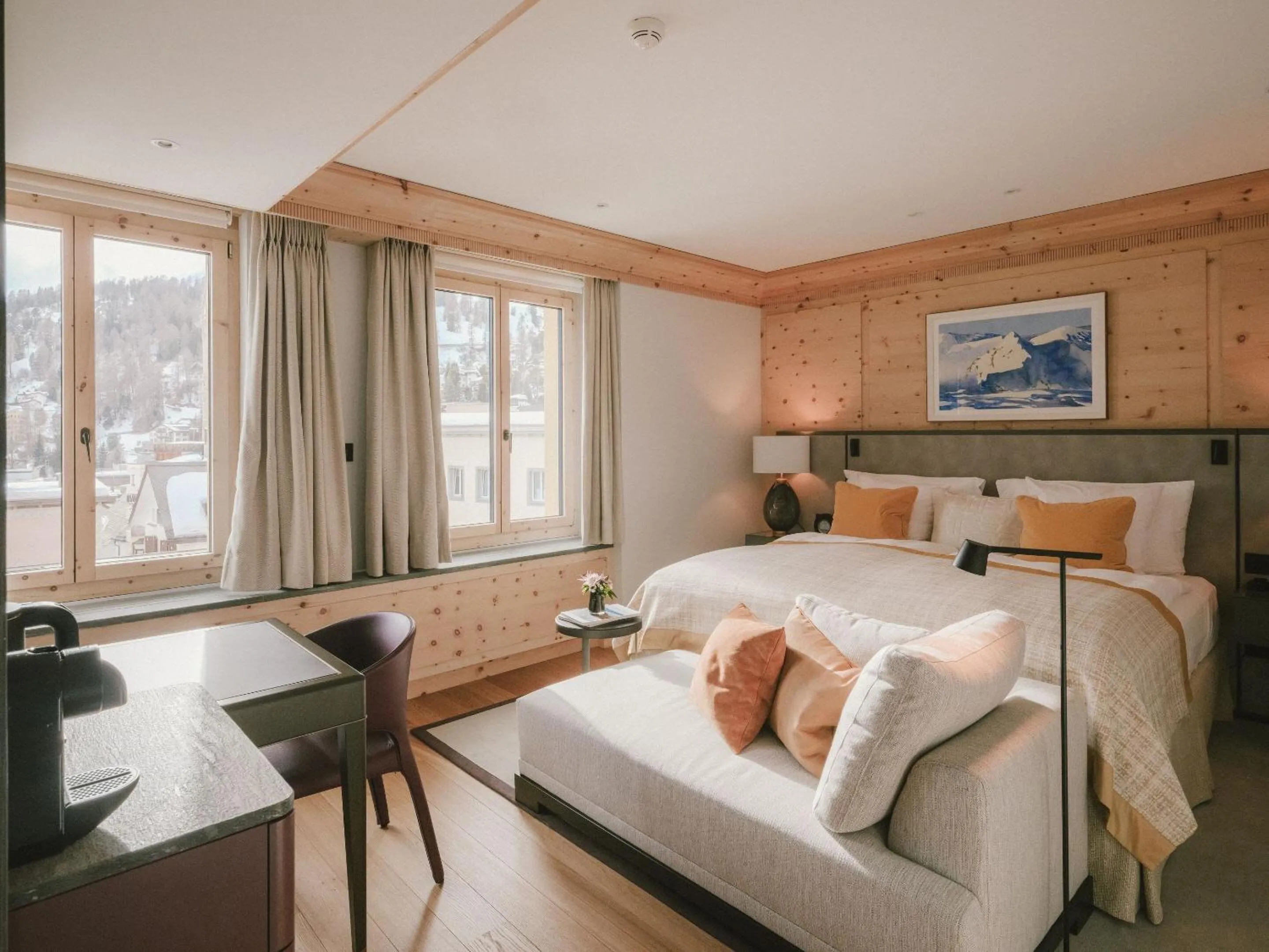 View (from property/room), Bed in Kulm Hotel St. Moritz