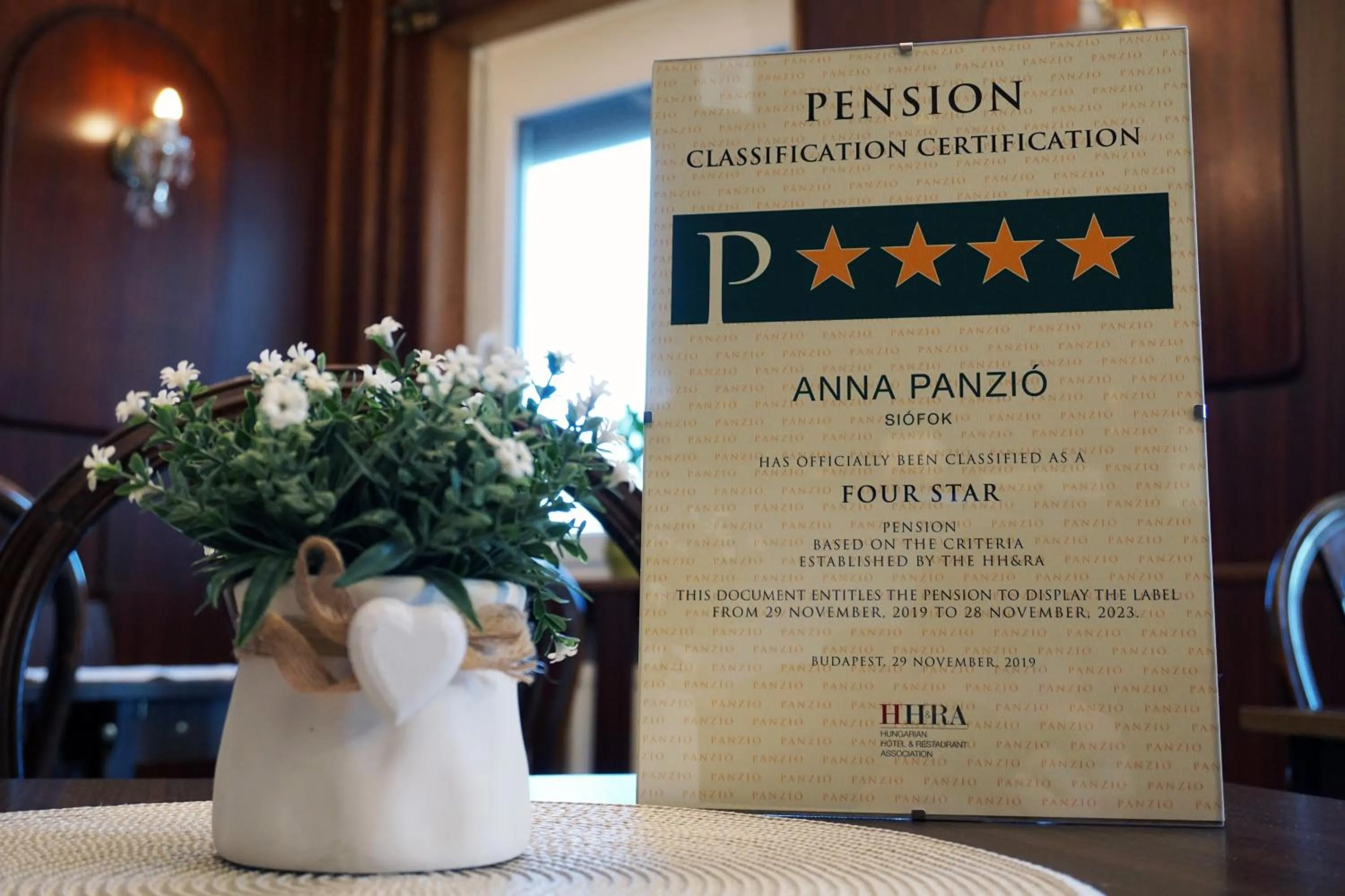 Logo/Certificate/Sign in Anna Panzió & Wellness Siófok