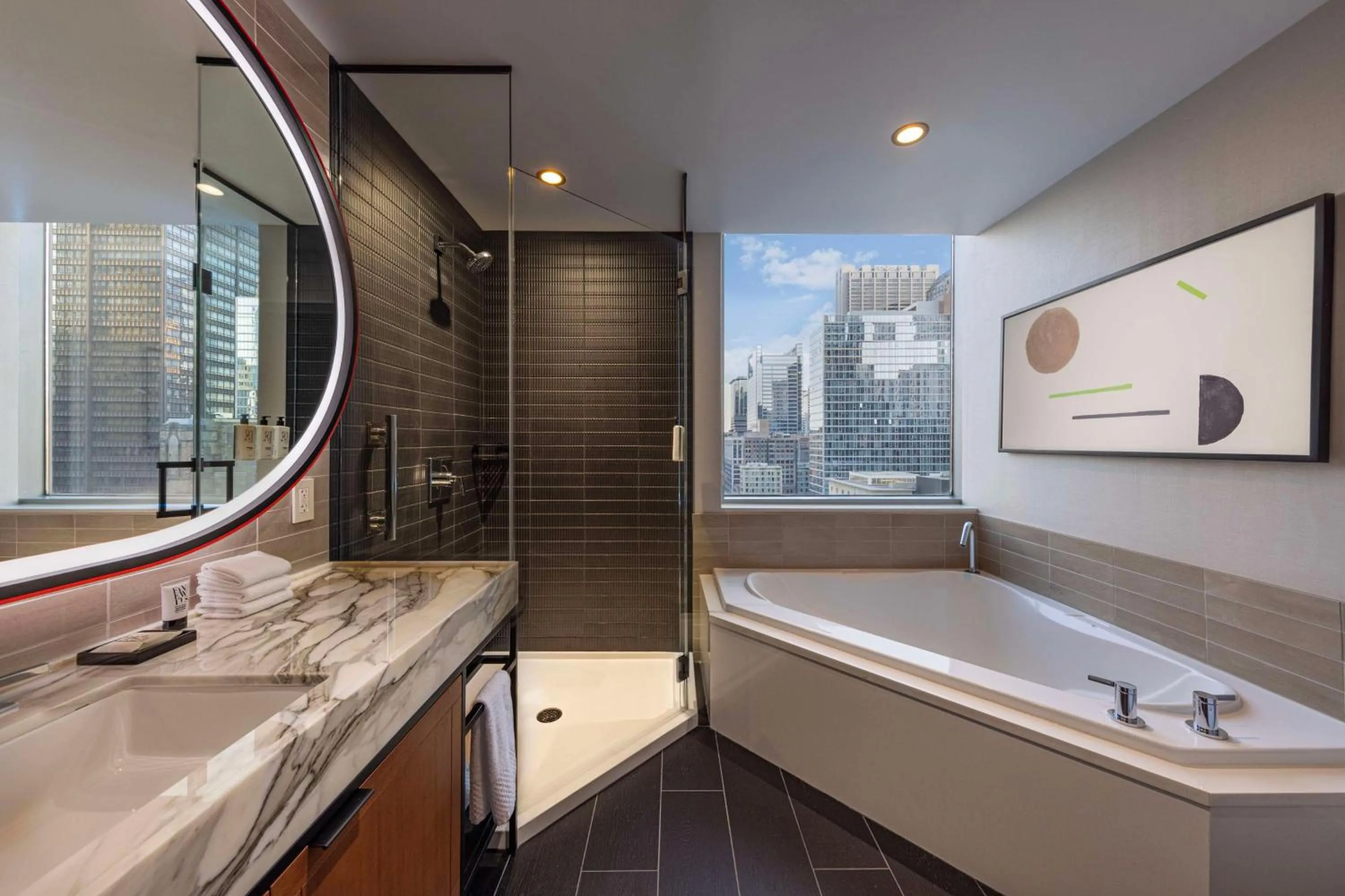 Bathroom in theWit Chicago, a Hilton Hotel