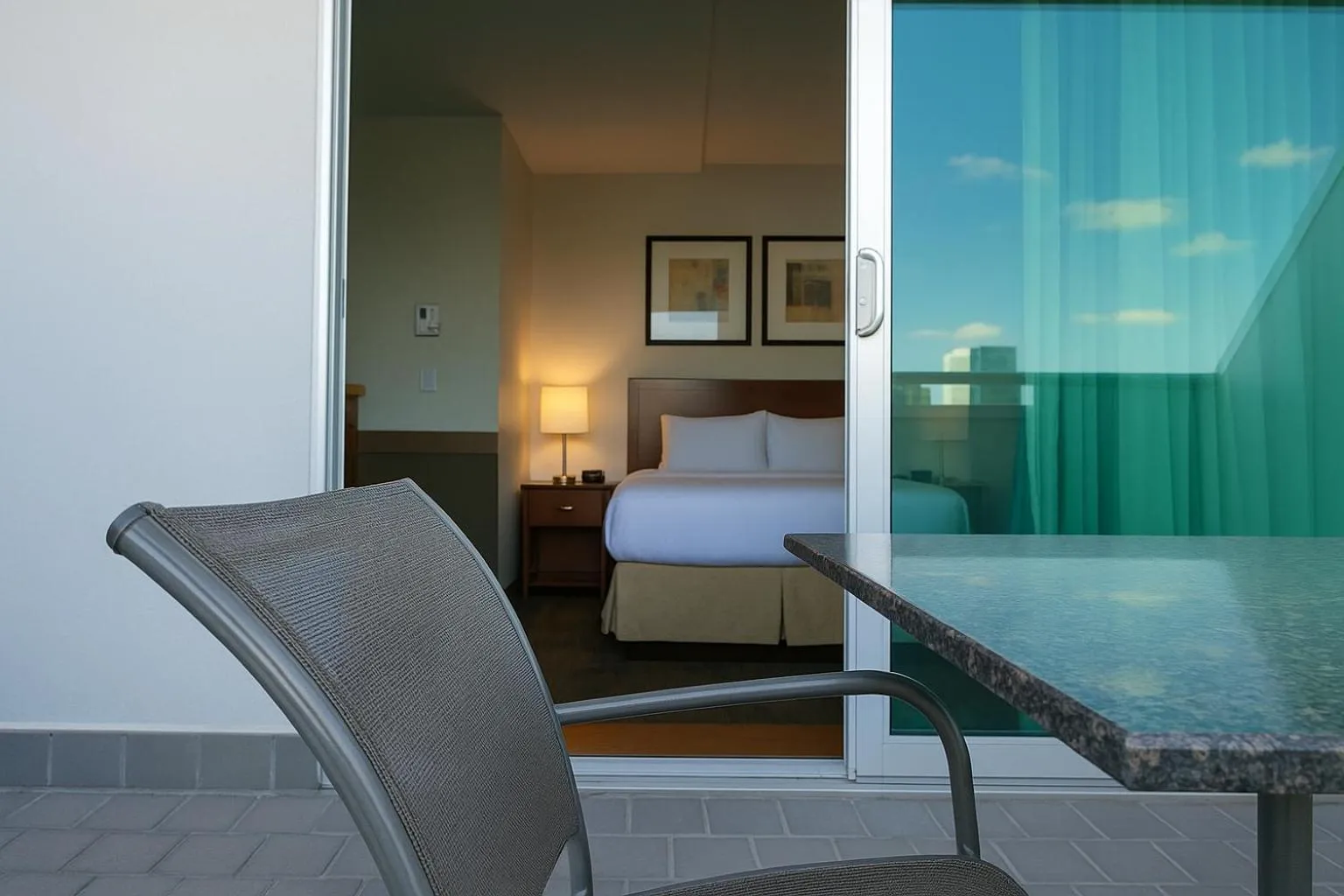 Balcony/Terrace, Bed in LIC Manhattan View Hotel