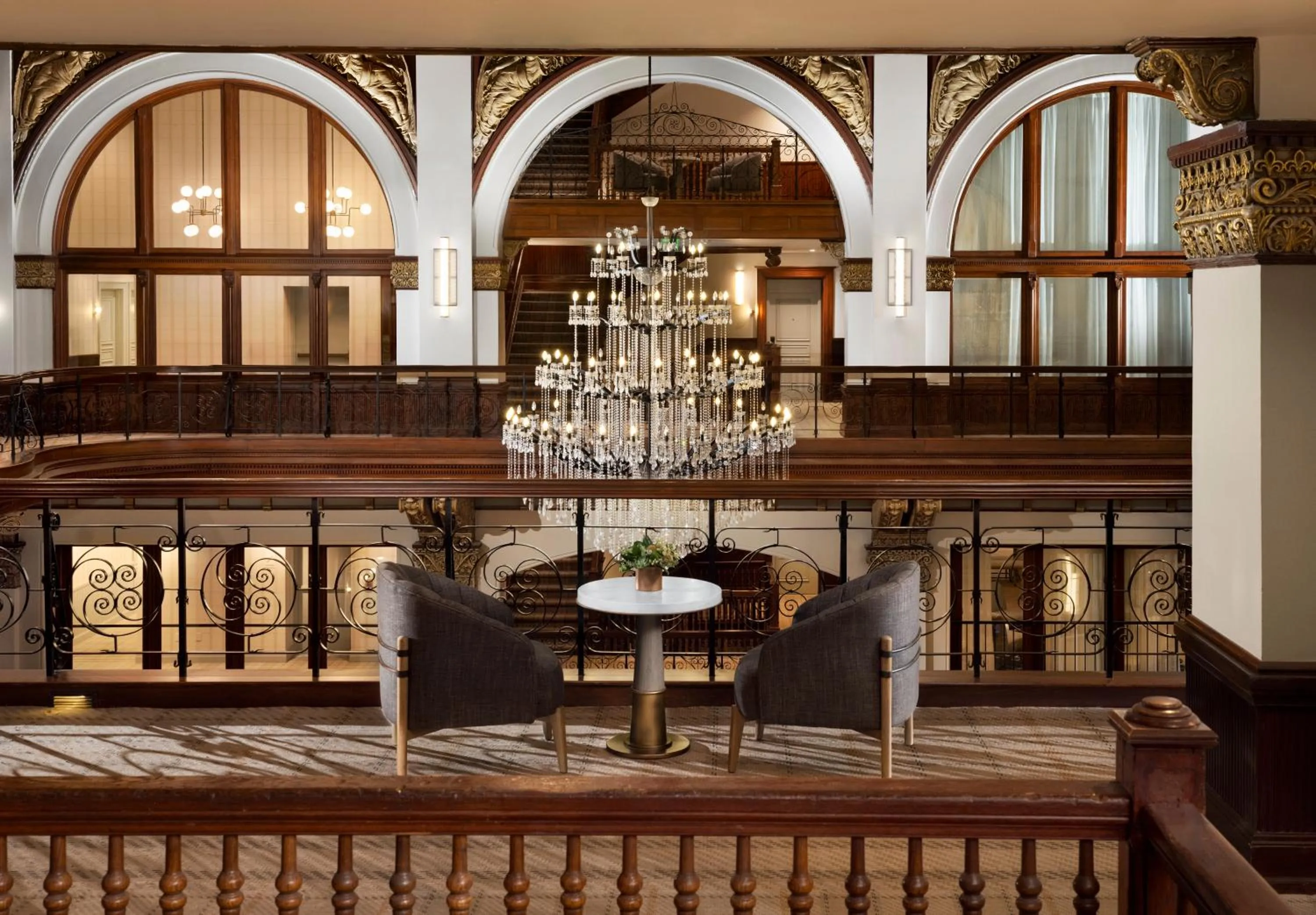 Seating area in The Union Station Nashville Yards, Autograph Collection