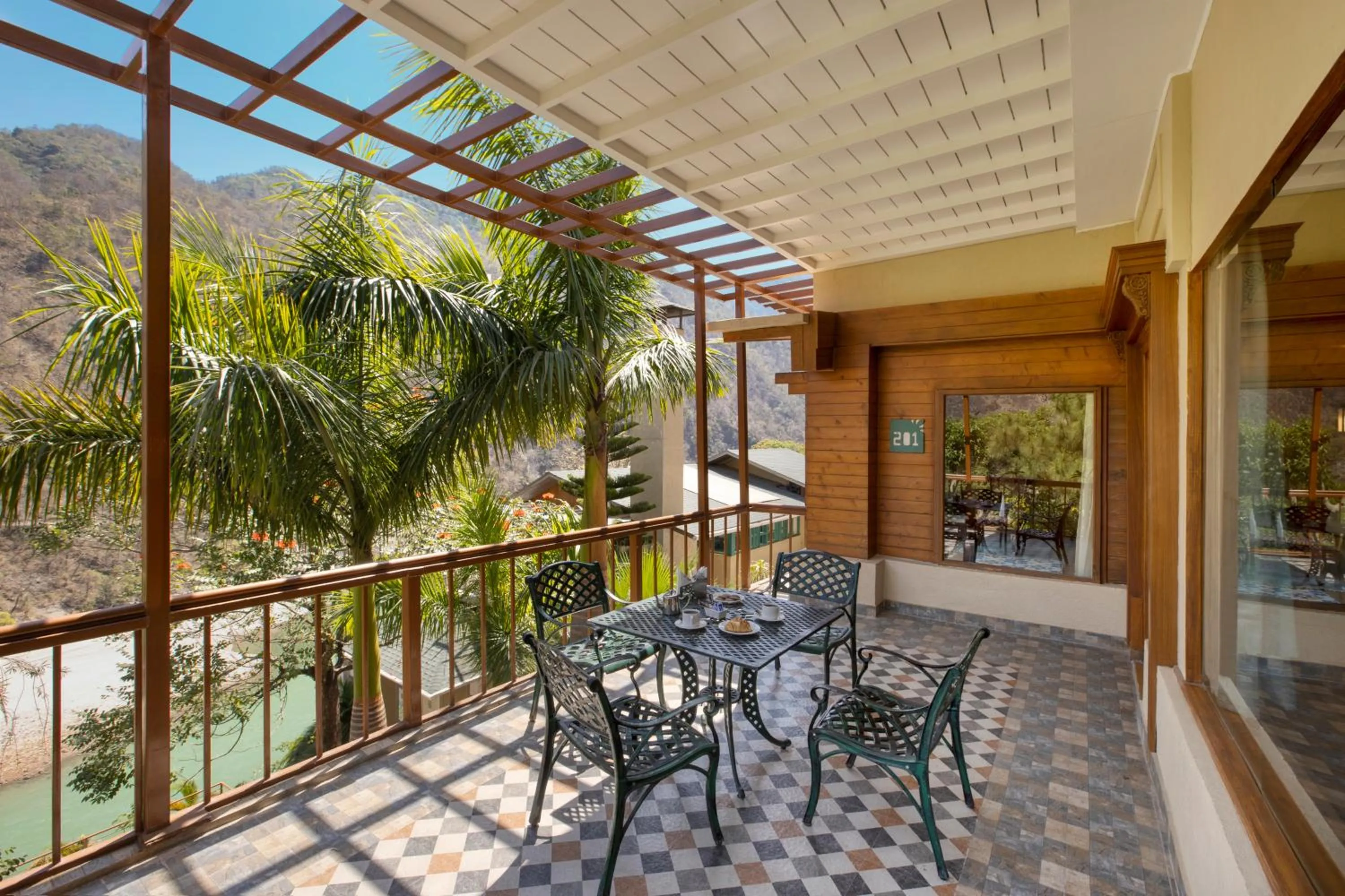 Patio in Raga on the Ganges, Rishikesh