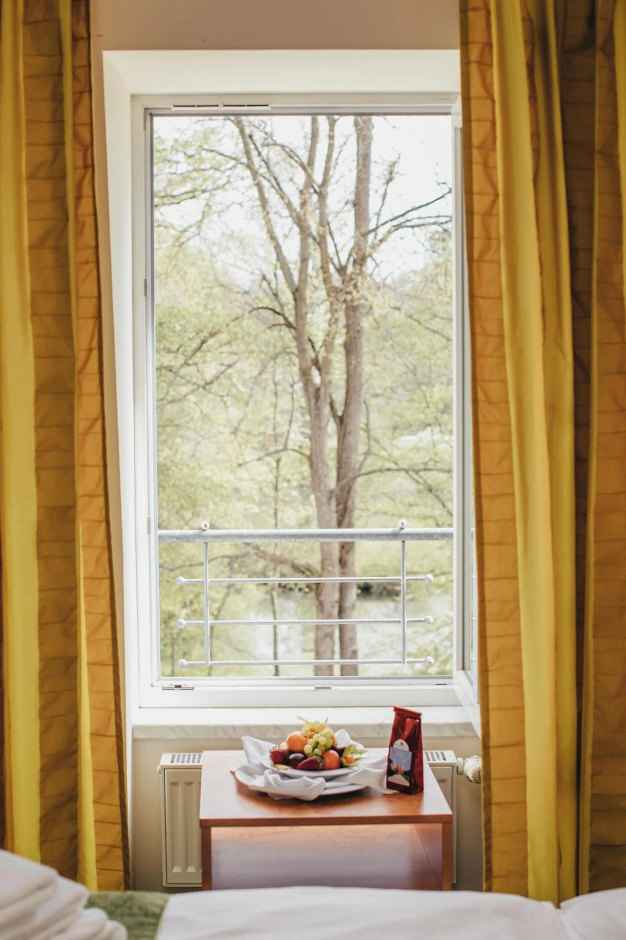 View (from property/room), Bed in Kulturhotel Fürst Pückler Park