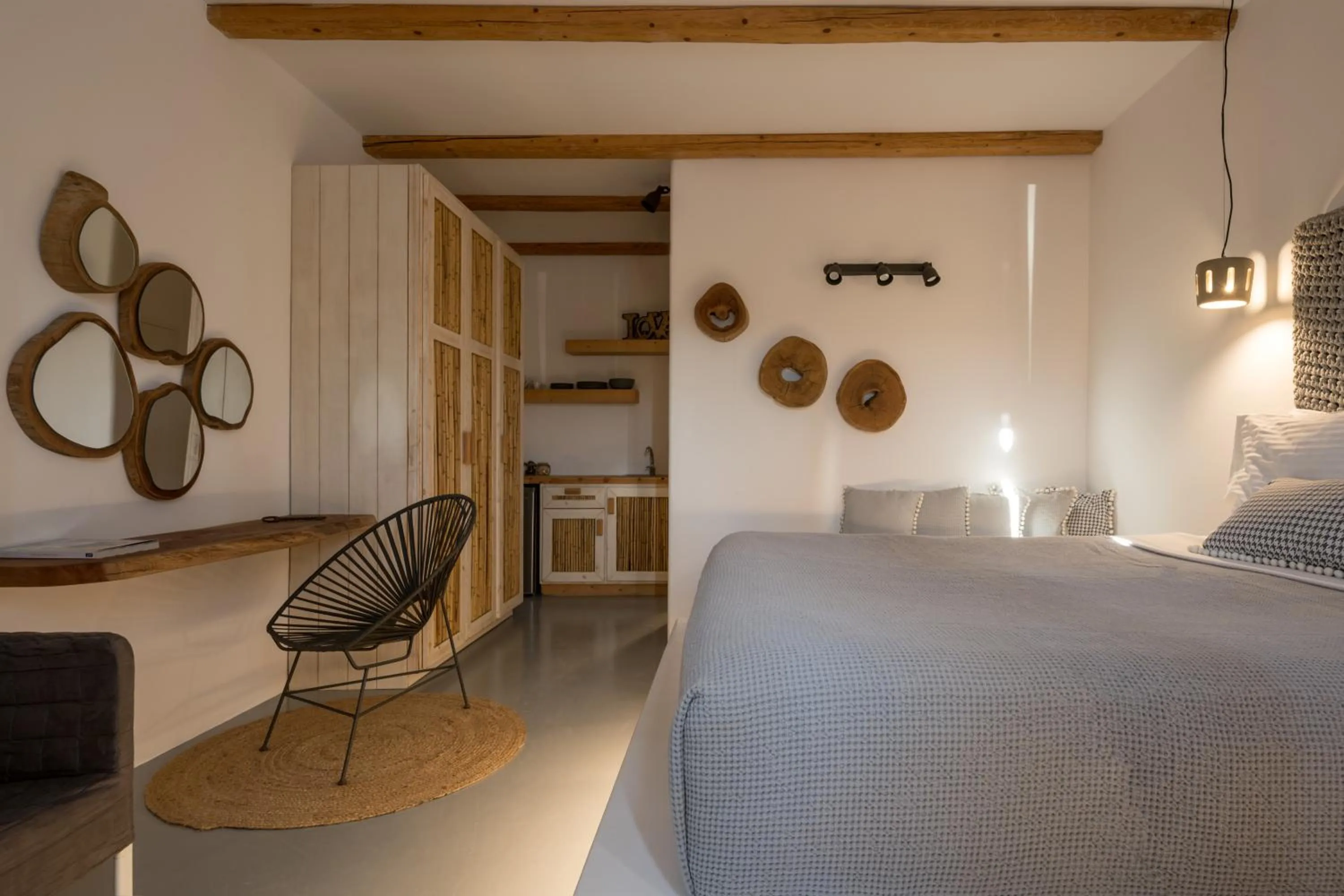 Bed in Olive Mykonos Villas